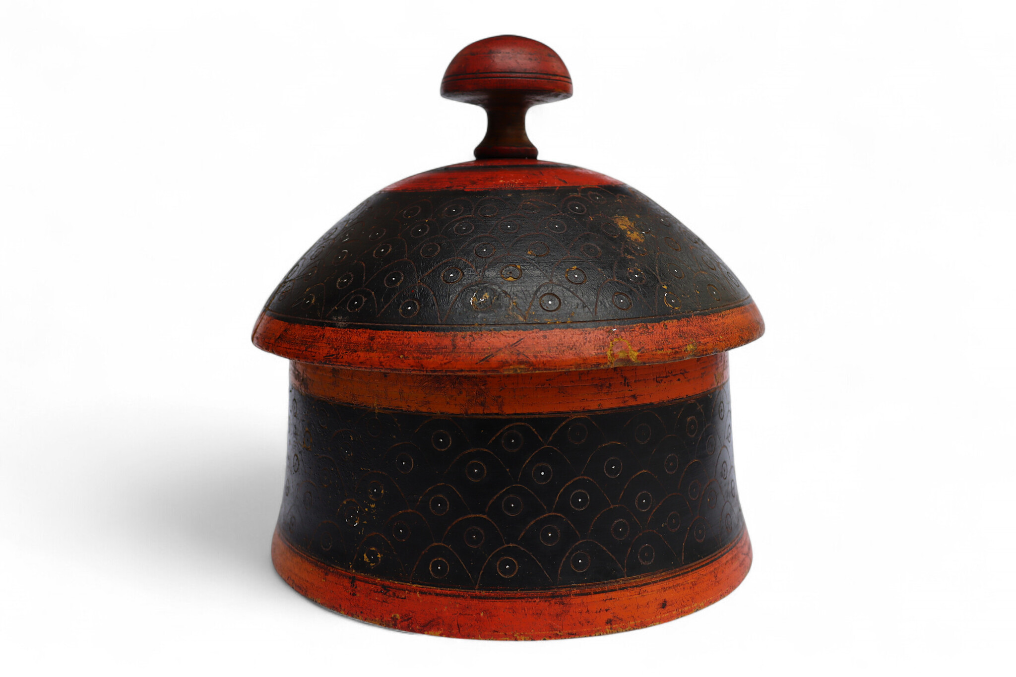 Antik orient Lacquerware Holz Gewürzdose Dose Teedose Gefäß Afghanistan Pakistan Nr:25/19