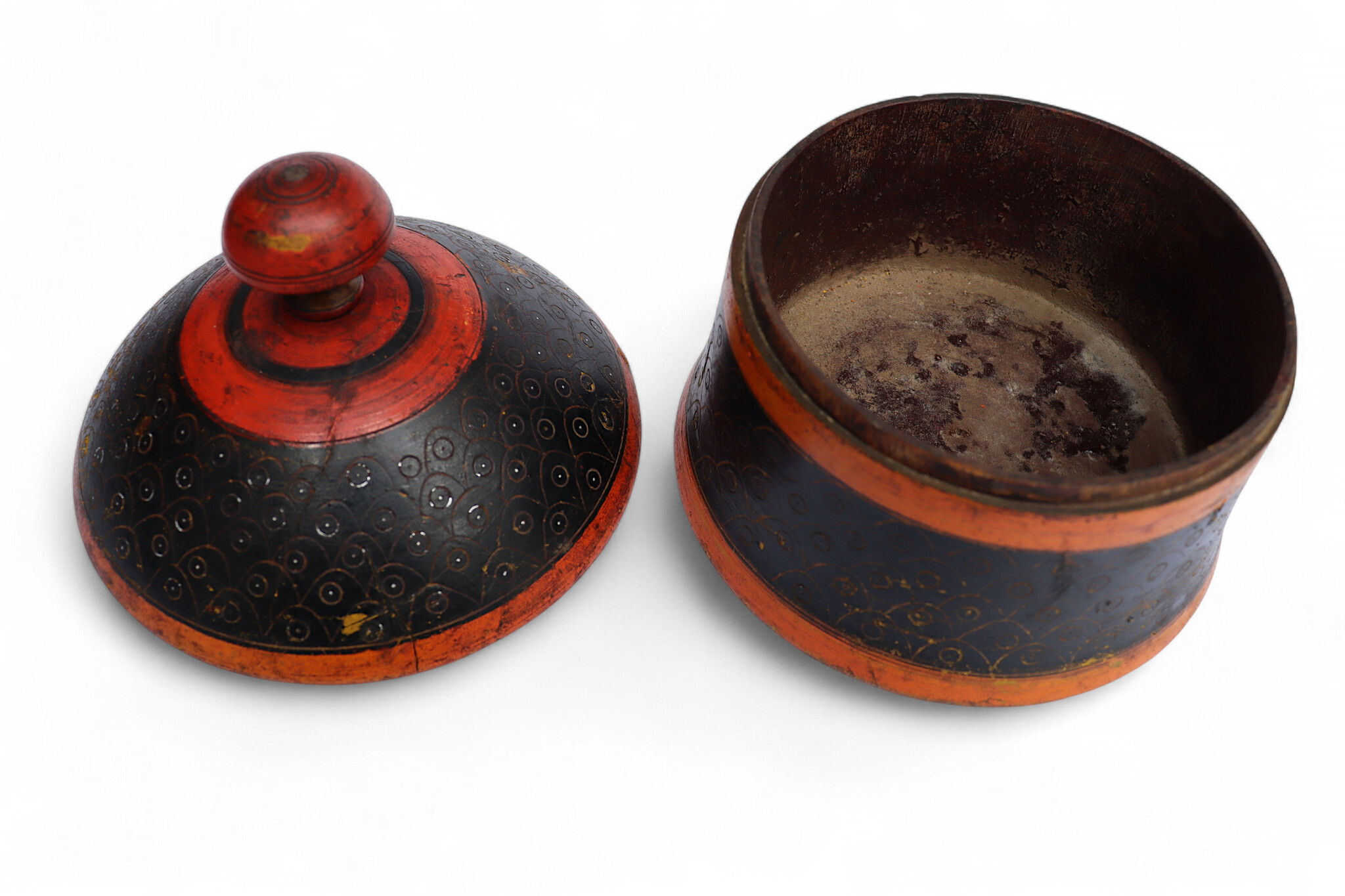 Antique handpainted stunning wooden Lacquerware Spice Box from Afghanistan / Pakistan No:25/19