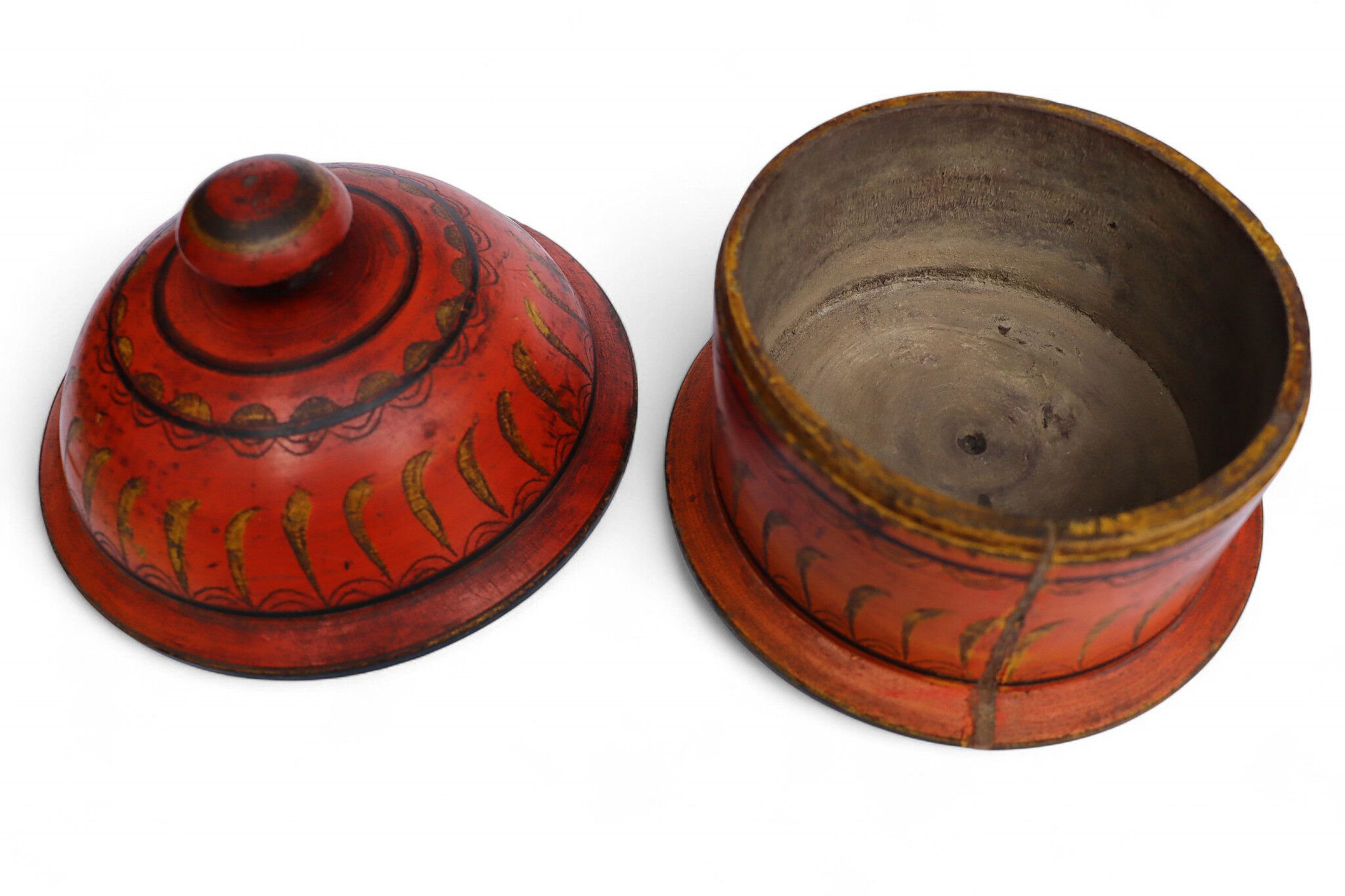 Antik orient Lacquerware Holz Gewürzdose Dose Teedose Gefäß Afghanistan Pakistan Nr:25/20