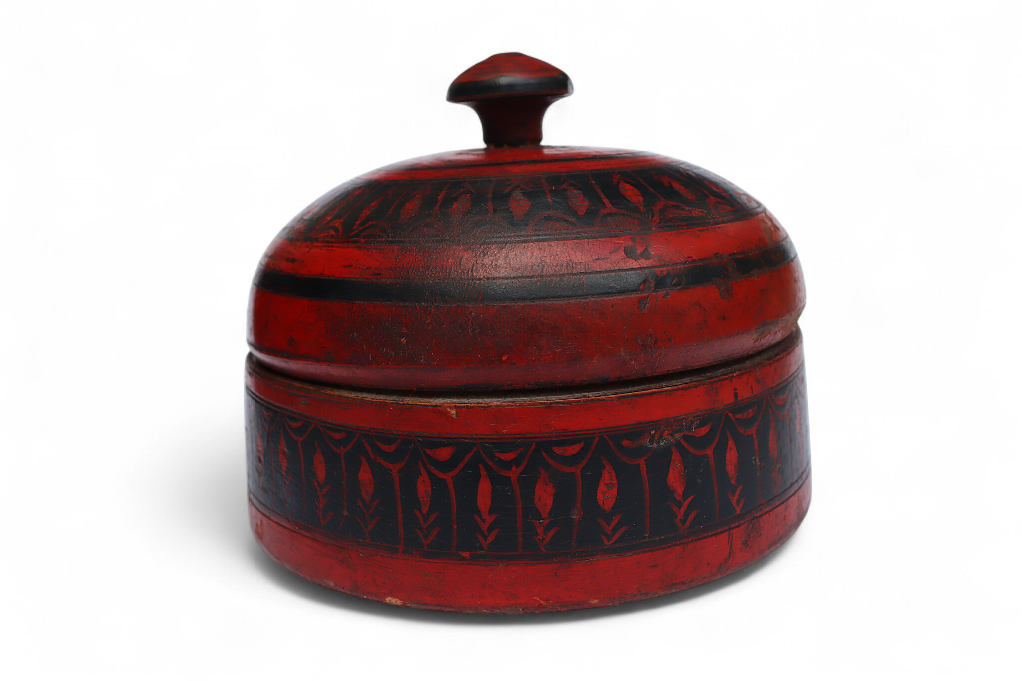 Antik orient Lacquerware Holz Gewürzdose Dose Teedose Gefäß Afghanistan Pakistan Nr:25/21