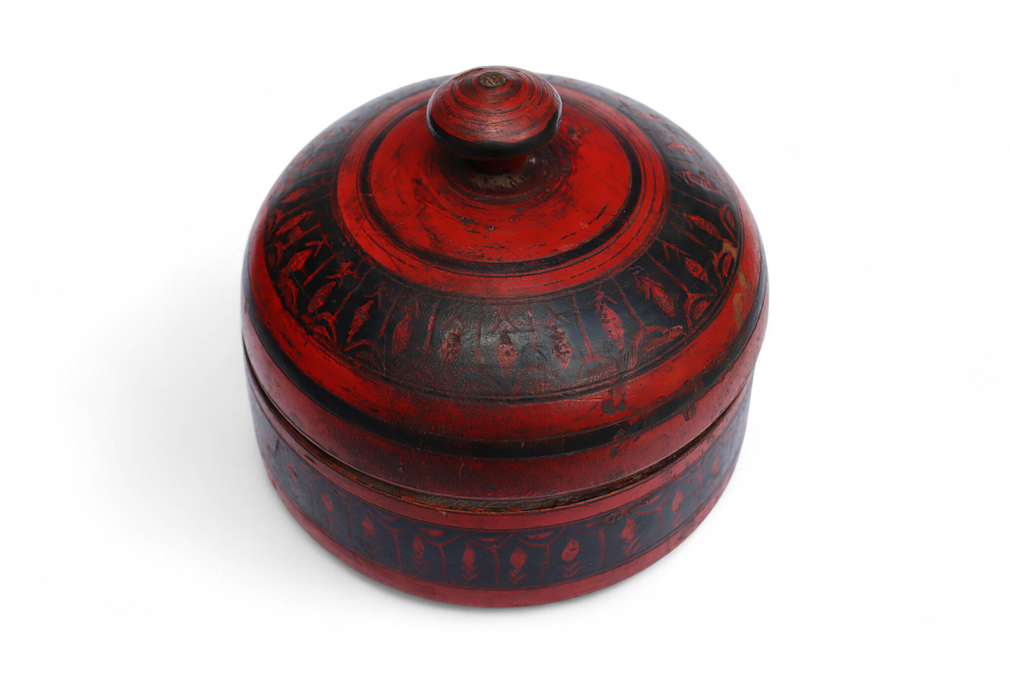 Antik orient Lacquerware Holz Gewürzdose Dose Teedose Gefäß Afghanistan Pakistan Nr:25/21