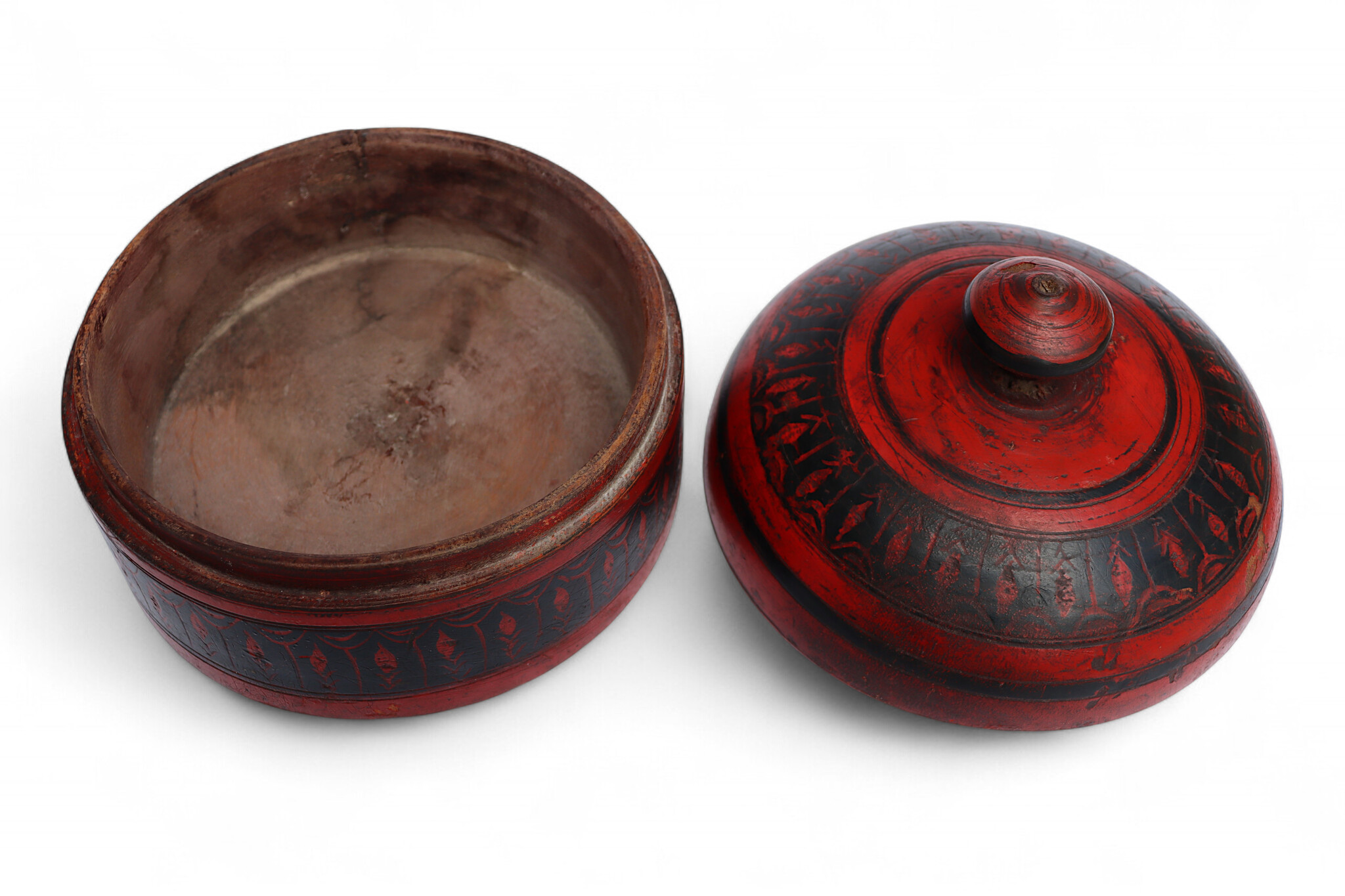 Antik orient Lacquerware Holz Gewürzdose Dose Teedose Gefäß Afghanistan Pakistan Nr:25/21