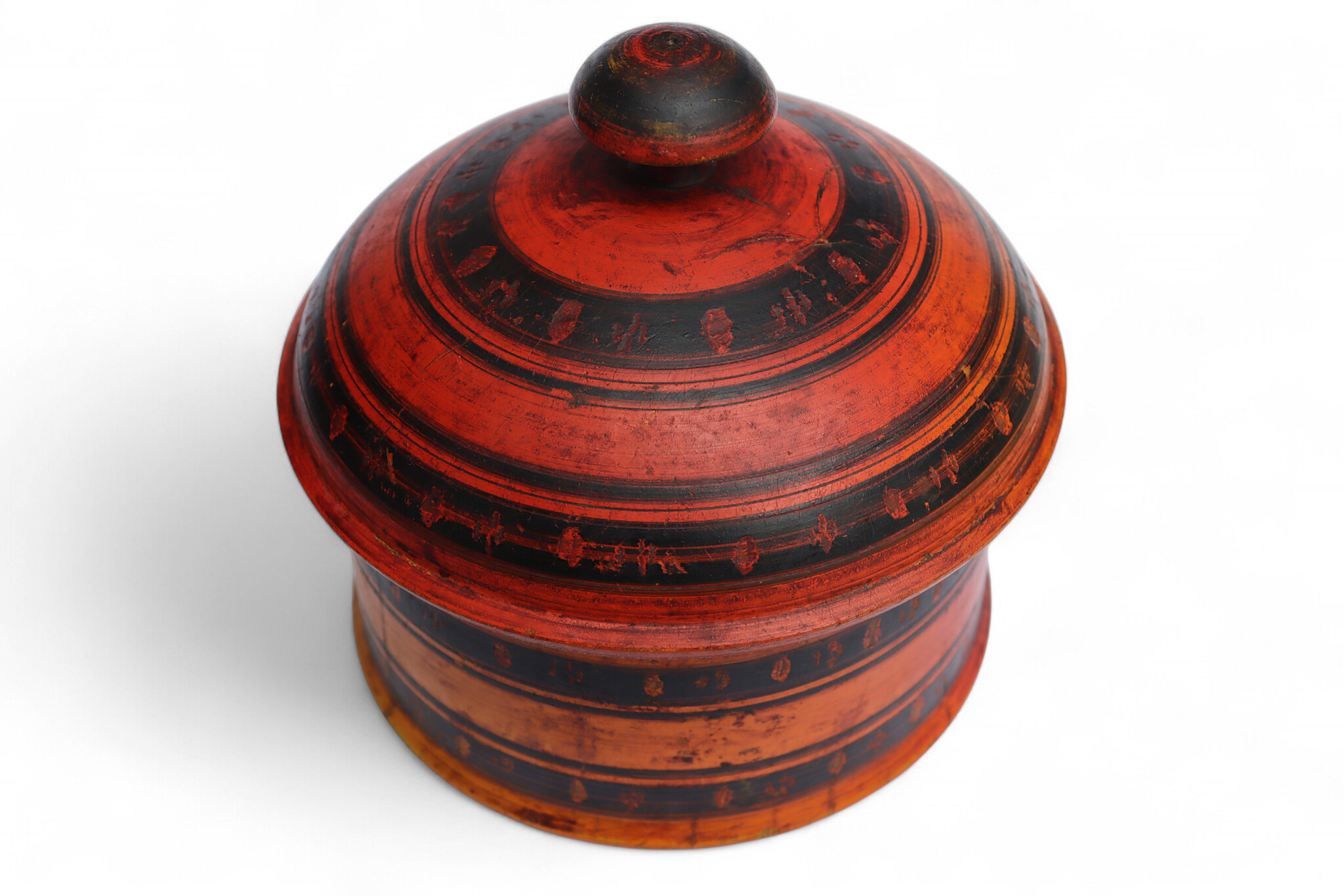 Antik orient Lacquerware Holz Gewürzdose Dose Teedose Gefäß Afghanistan Pakistan Nr:25/22