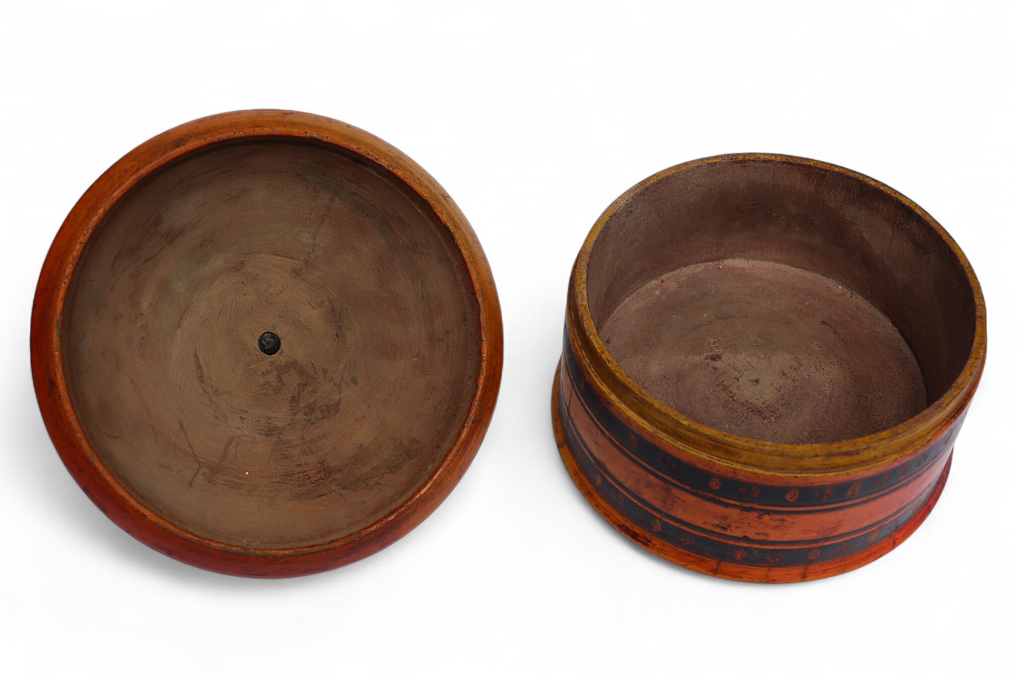 Antik orient Lacquerware Holz Gewürzdose Dose Teedose Gefäß Afghanistan Pakistan Nr:25/22