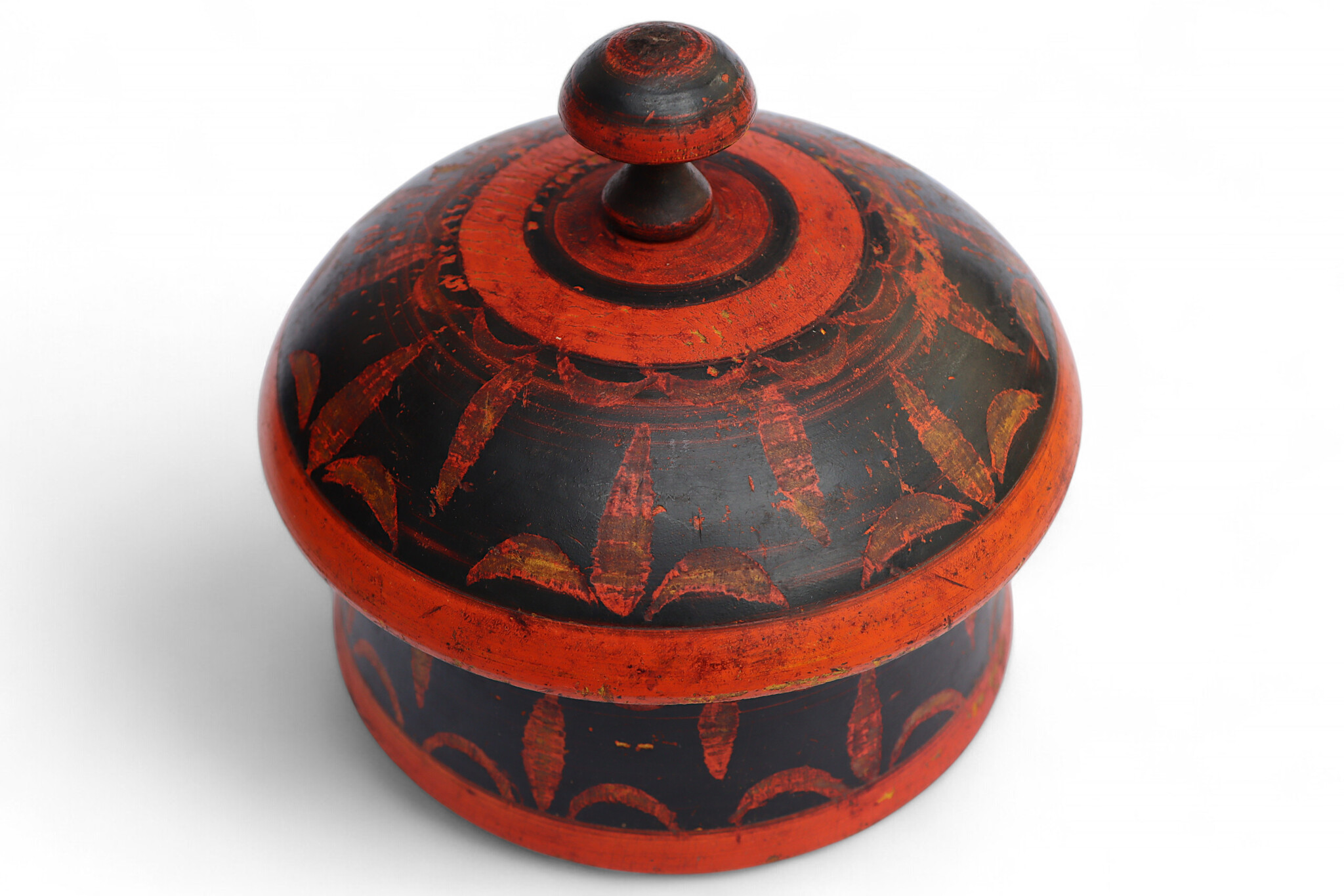 Antik orient Lacquerware Holz Gewürzdose Dose Teedose Gefäß Afghanistan Pakistan Nr:25/ 23