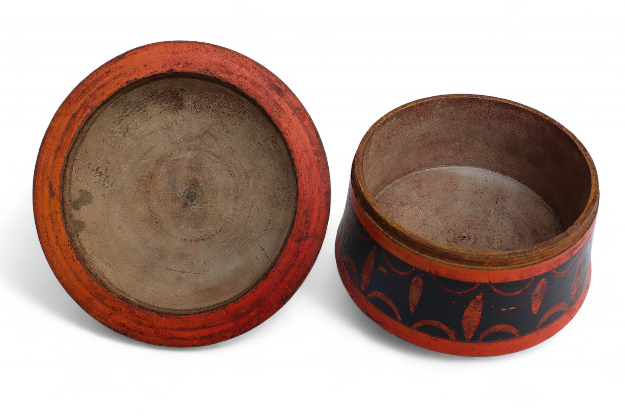 Antik orient Lacquerware Holz Gewürzdose Dose Teedose Gefäß Afghanistan Pakistan Nr:25/ 23