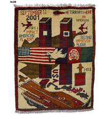 80x60 cm Afghanistan U.S.A 11 september 2001 Newyork world trade center afghan Kriegteppich  Nr:25B