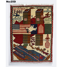 80x60 cm Afghanistan U.S.A 11 september 2001 Newyork world trade center afghan Kriegteppich  Nr:25 - D