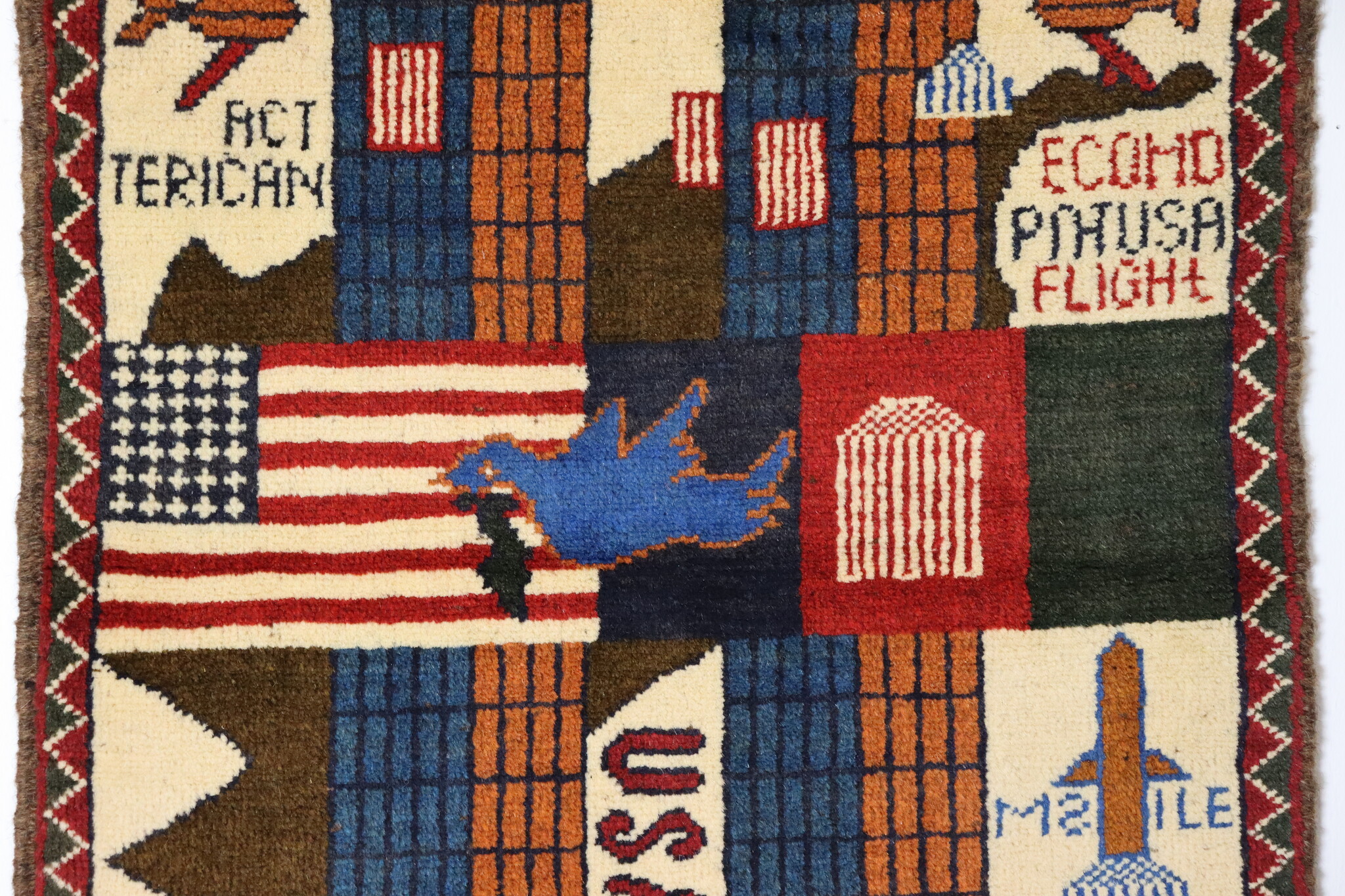 80x60 cm Afghanistan U.S.A 11 september 2001 Newyork world trade center afghan Kriegteppich  Nr.25 - E