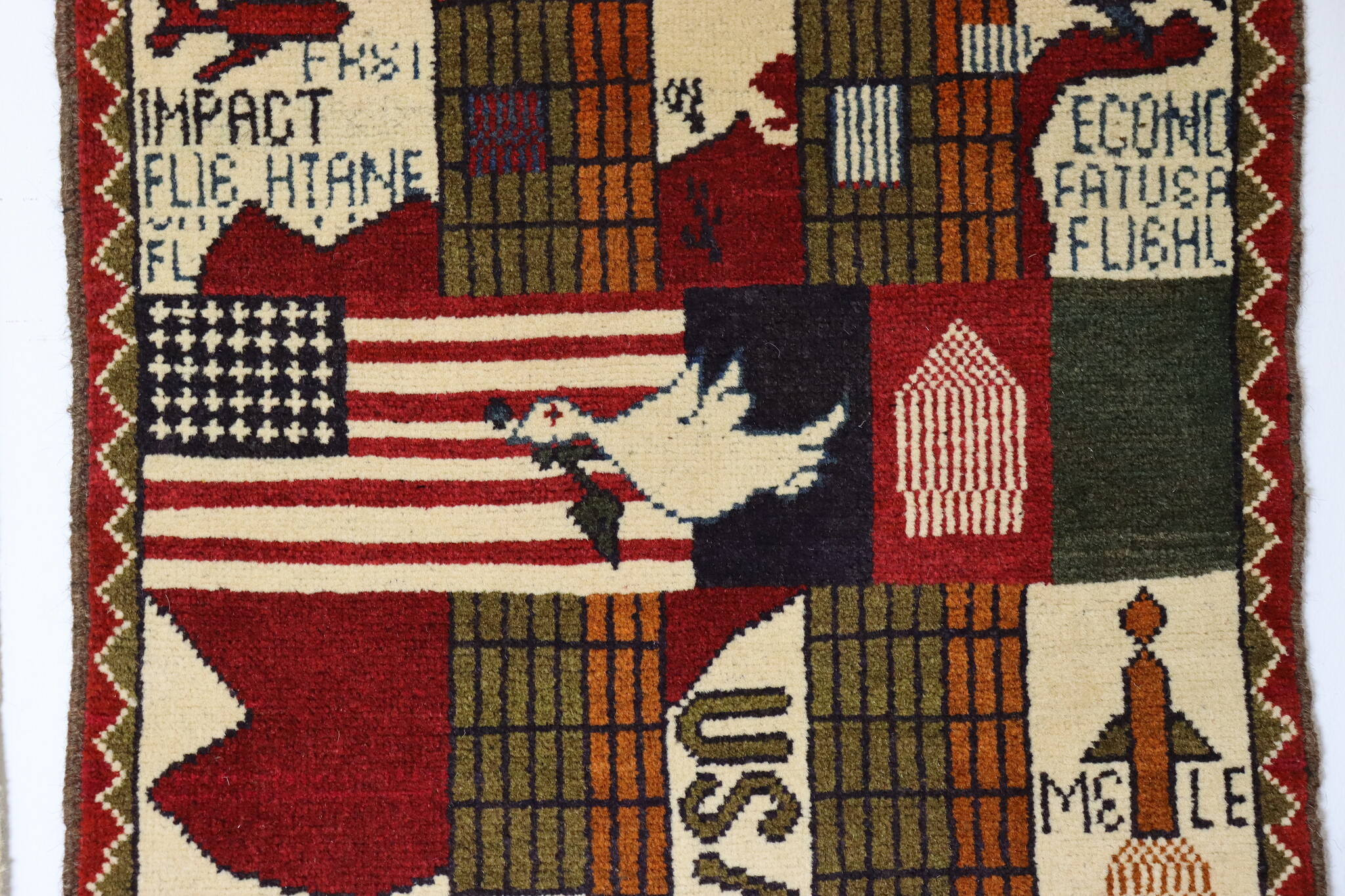 80x60 cm Afghanistan U.S.A 11 september 2001 Newyork world trade center afghan Kriegteppich  Nr.25 - F
