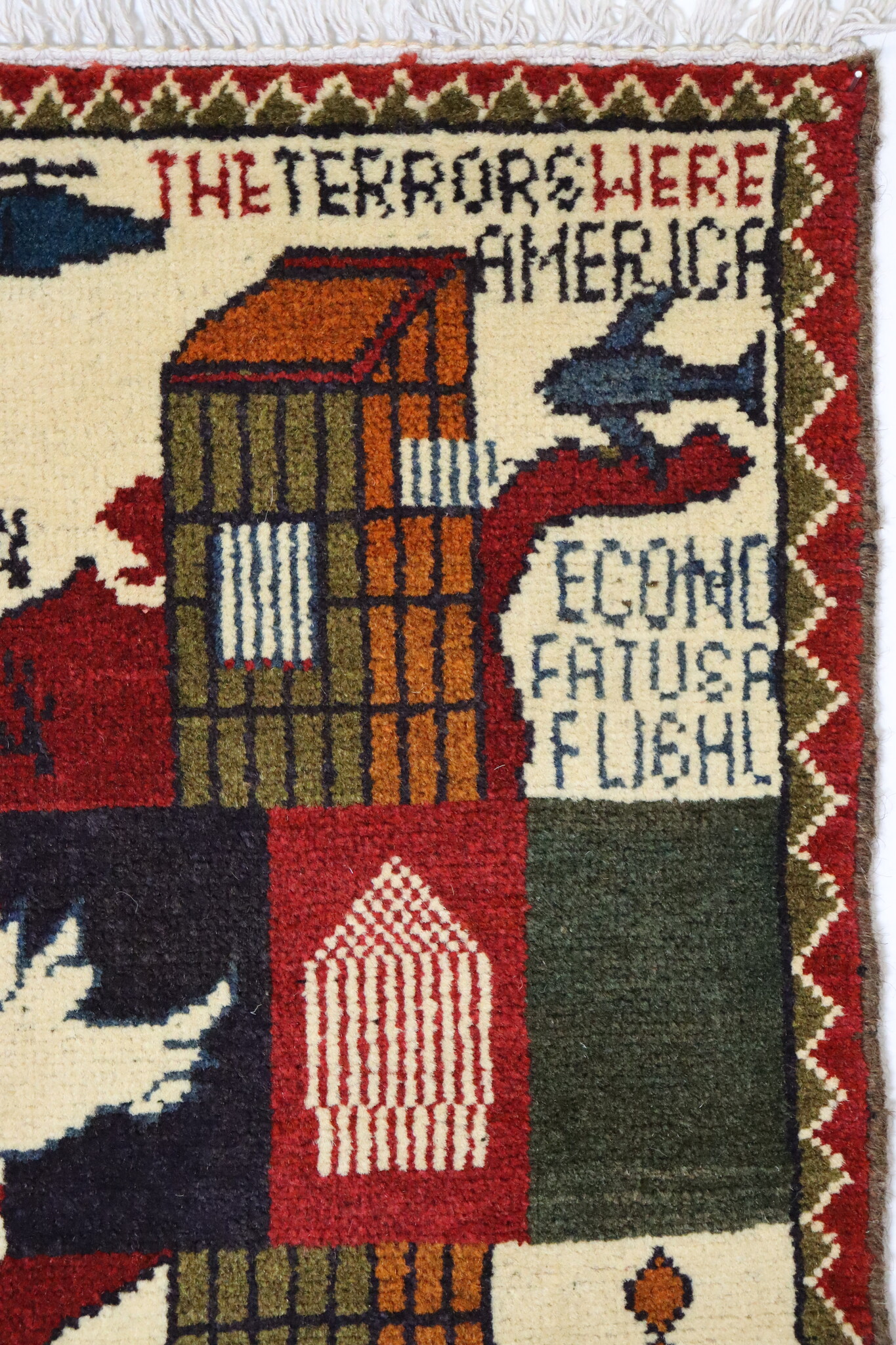 80x60 cm Afghanistan U.S.A 11 september 2001 Newyork world trade center afghan Kriegteppich  Nr.25 - F