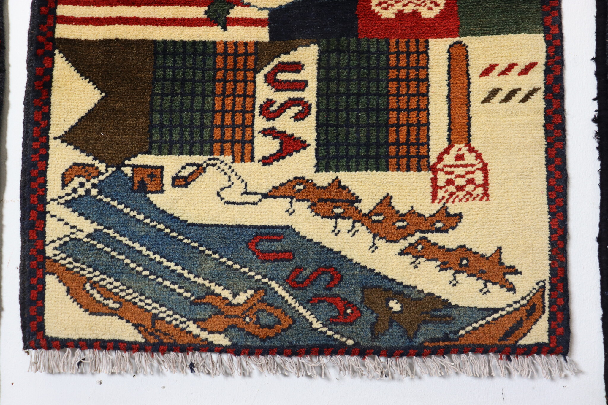 80x60 cm Afghanistan U.S.A 11 september 2001 Newyork world trade center afghan Kriegteppich  Nr.25 - j