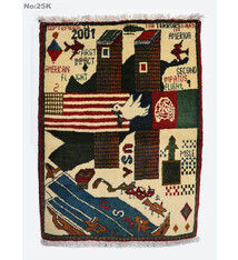 80x60 cm Afghanistan U.S.A 11 september 2001 Newyork world trade center afghan warrug No:25 - K