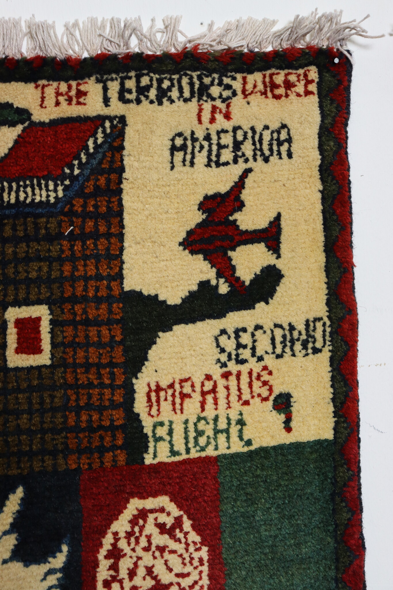 80x60 cm Afghanistan U.S.A 11 september 2001 Newyork world trade center afghan Kriegteppich  Nr.25 - K