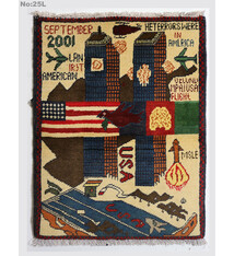 80x60 cm Afghanistan U.S.A 11 september 2001 Newyork world trade center afghan warrug No:25 - L