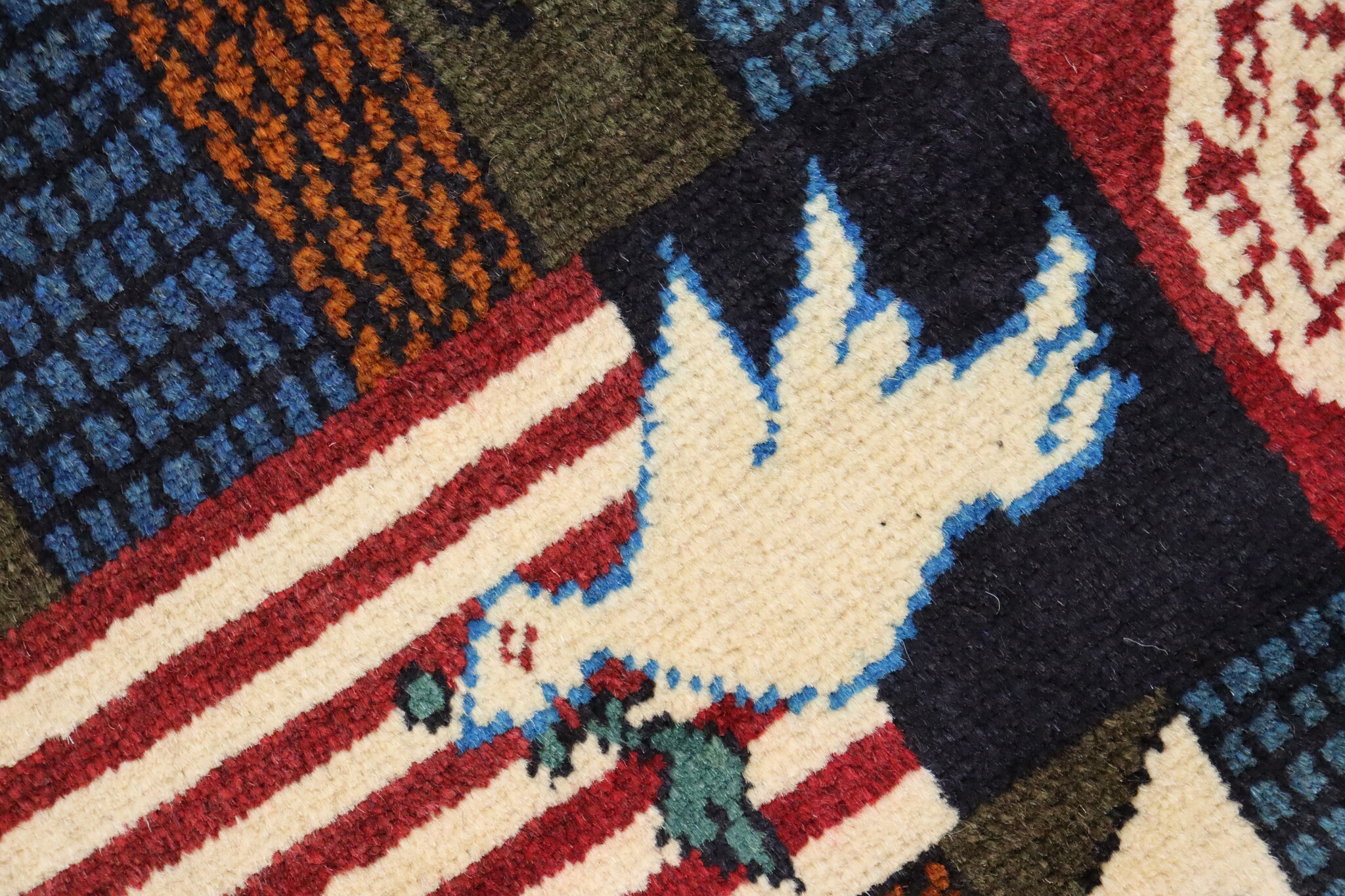 80x60 cm Afghanistan U.S.A 11 september 2001 Newyork world trade center afghan Kriegteppich  Nr.25 - M