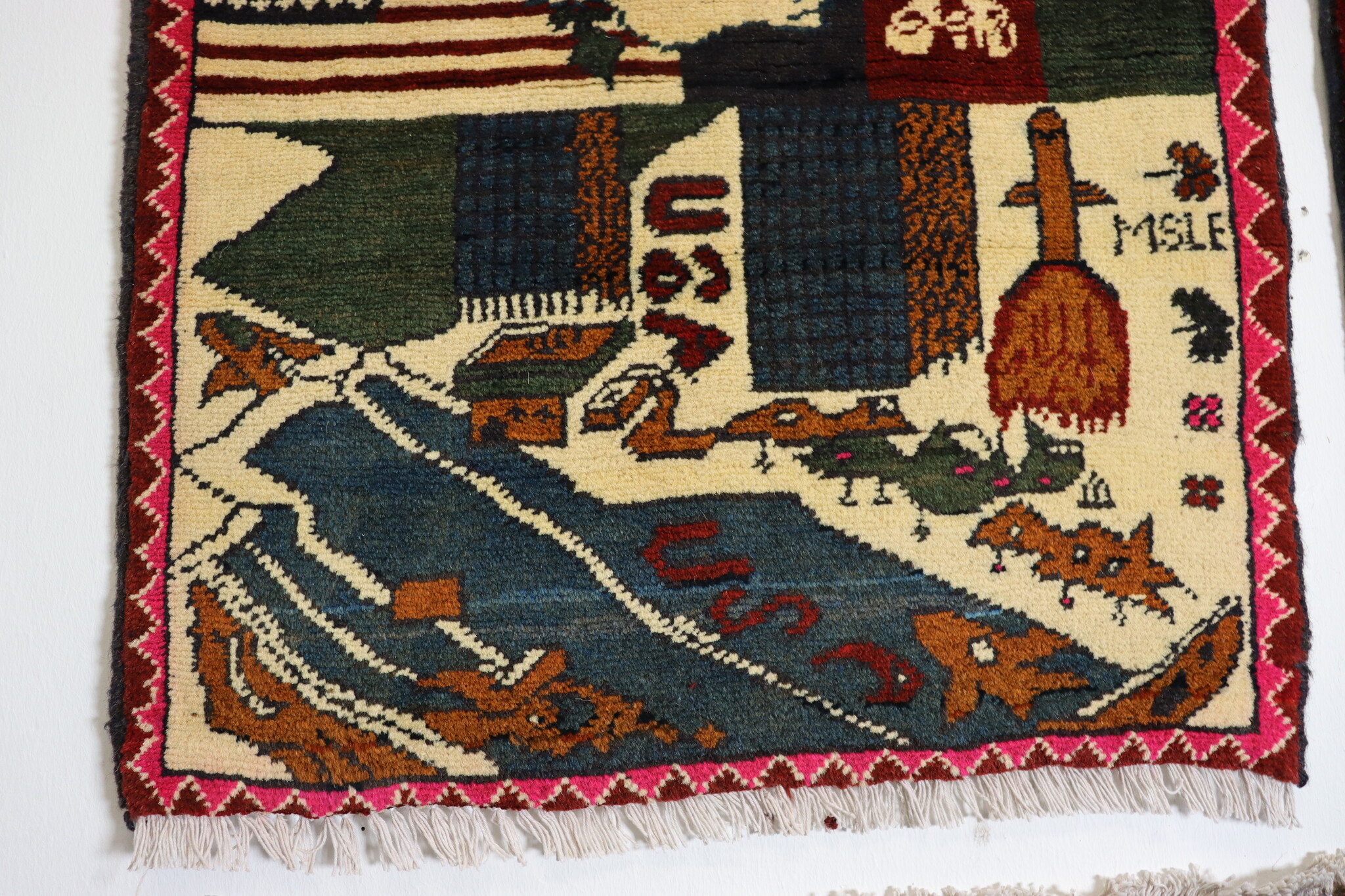 80x60 cm Afghanistan U.S.A 11 september 2001 Newyork world trade center afghan Kriegteppich  Nr.25 - P