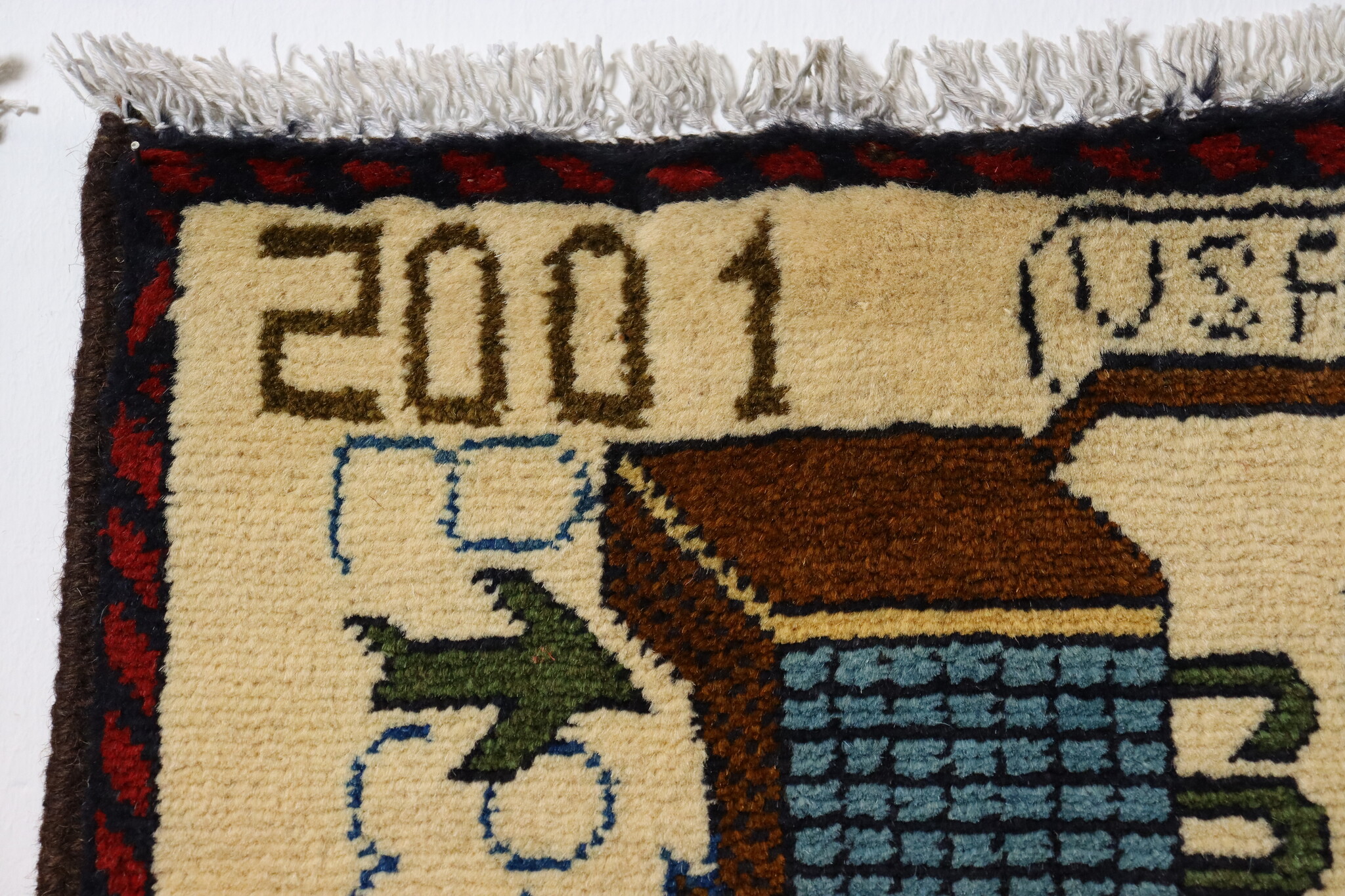 80x60 cm Afghanistan U.S.A 11 september 2001 Newyork world trade center afghan Kriegteppich  Nr.25 - Q