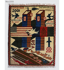 80x60 cm Afghanistan U.S.A 11 september 2001 Newyork world trade center afghan warrug No:25 - S