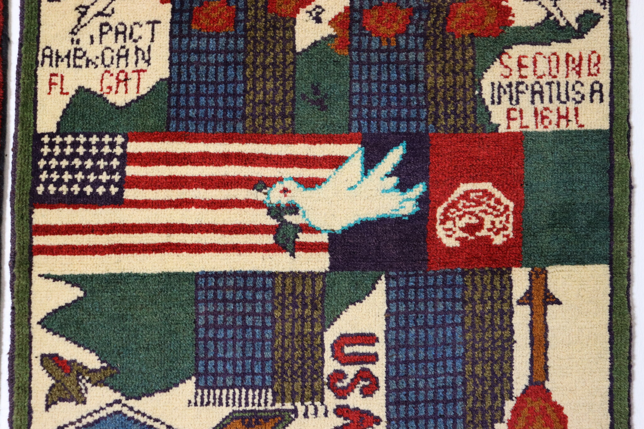 80x60 cm Afghanistan U.S.A 11 september 2001 Newyork world trade center afghan Kriegteppich  Nr.25 - U