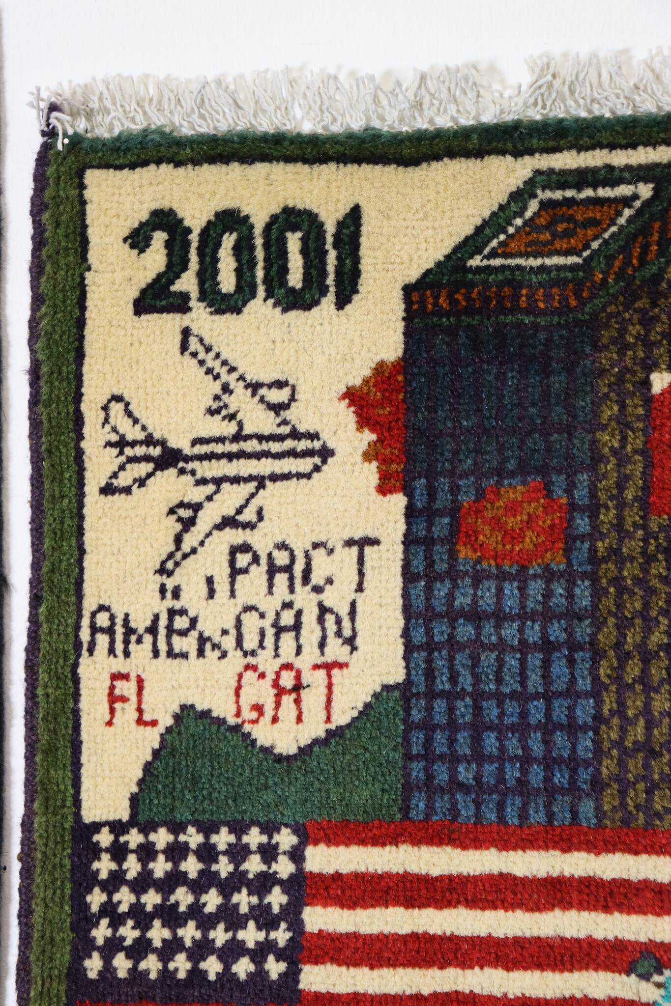 80x60 cm Afghanistan U.S.A 11 september 2001 Newyork world trade center afghan Kriegteppich  Nr.25 - U