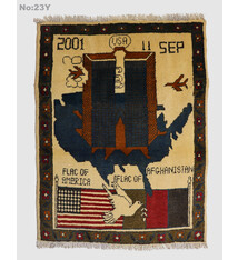 80x60 cm Afghanistan U.S.A 11 september 2001 Newyork world trade center afghan Kriegteppich  Nr:25 - Y