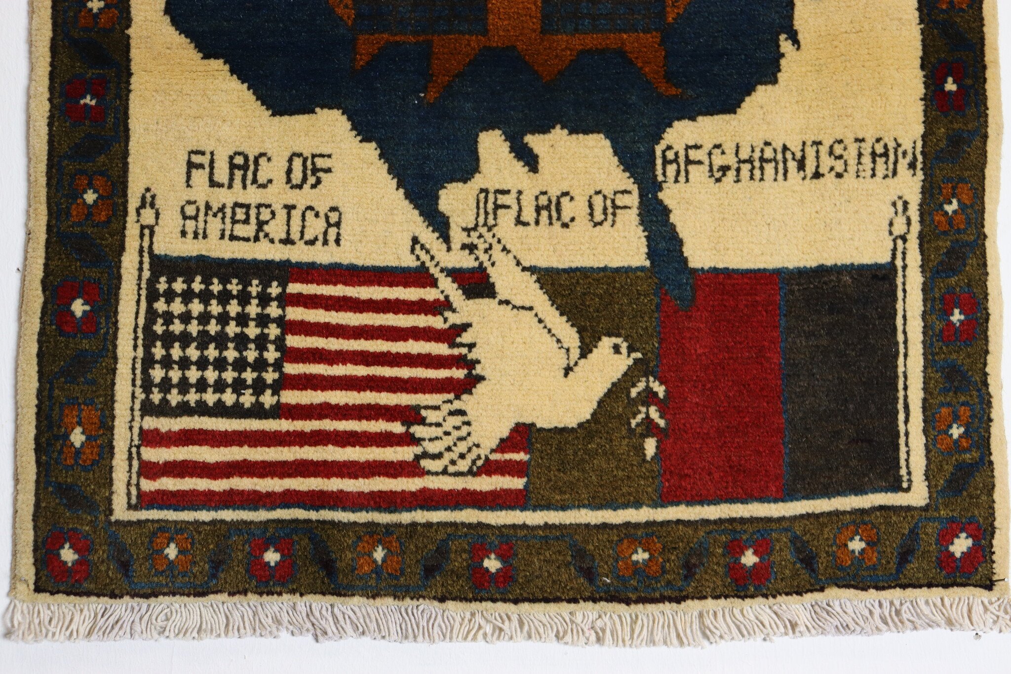 80x60 cm Afghanistan U.S.A 11 september 2001 Newyork world trade center afghan Kriegteppich  Nr.25 - Y