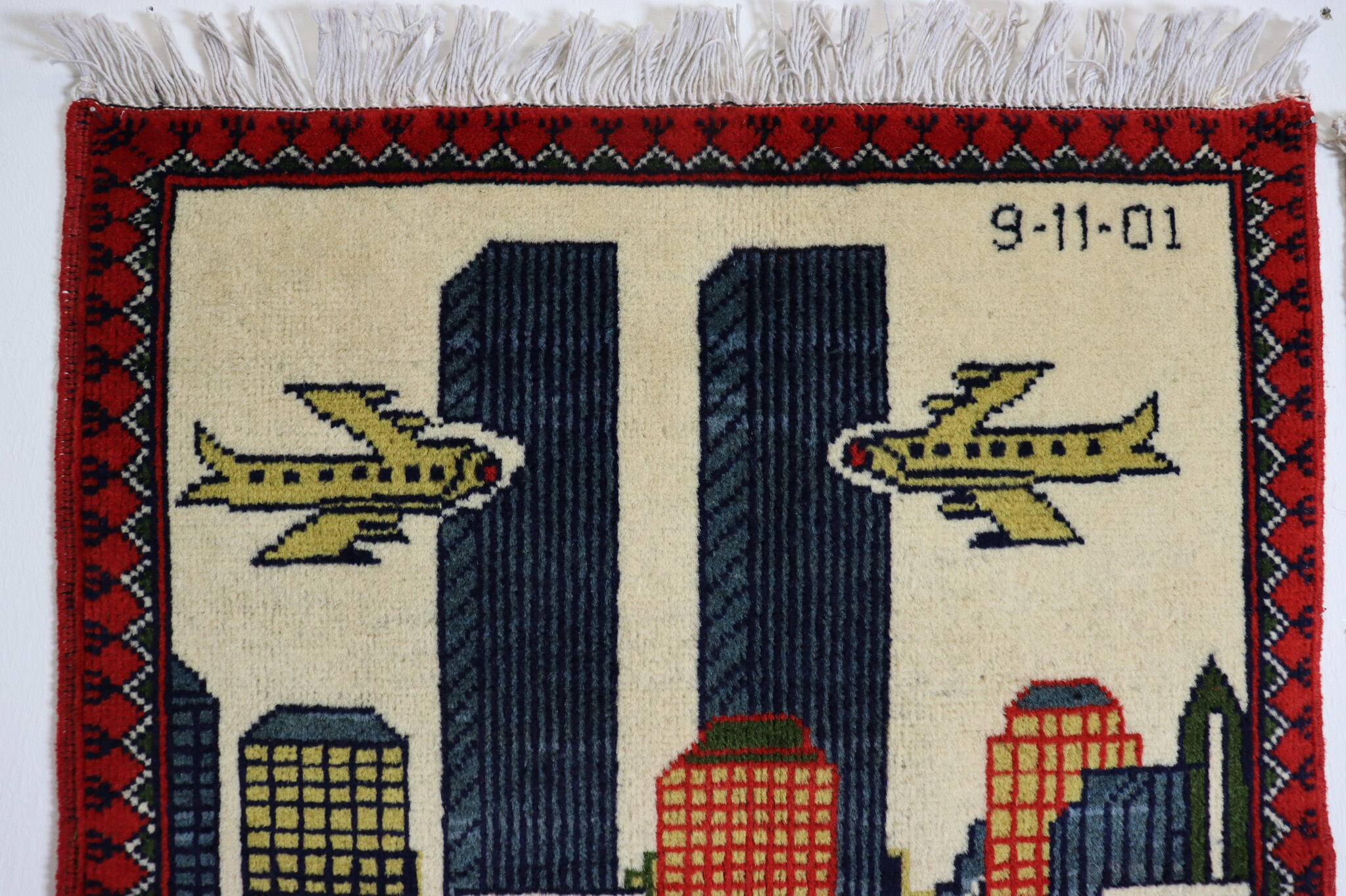 80x60 cm Afghanistan U.S.A 11 september 2001 Newyork world trade center afghan Kriegteppich  Nr.25 - Z