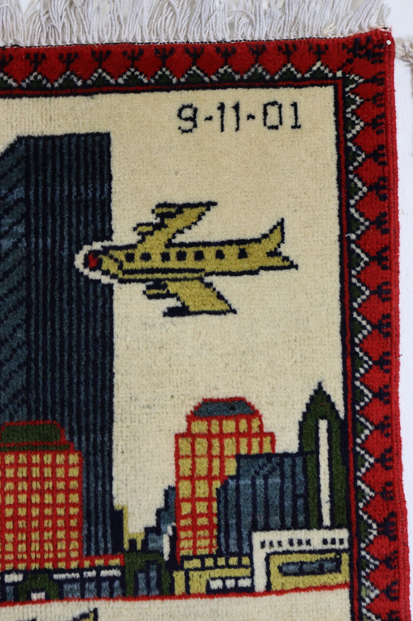 80x60 cm Afghanistan U.S.A 11 september 2001 Newyork world trade center afghan Kriegteppich  Nr.25 - Z