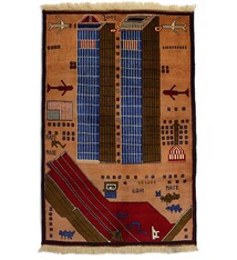80x60 cm Afghanistan U.S.A 11 september 2001 Newyork world trade center afghan Kriegteppich  Nr:25-12159