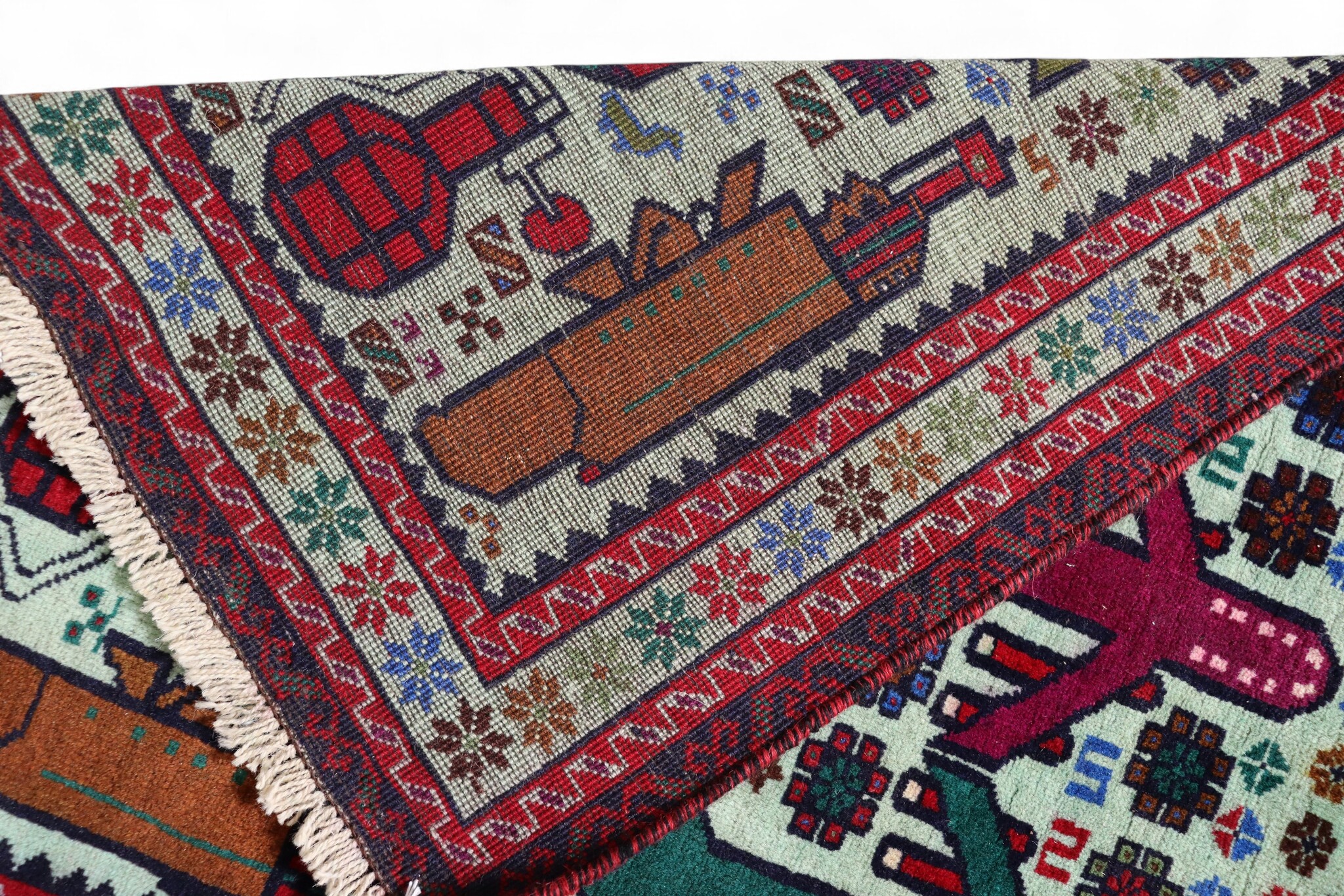 130x85 cm Afghan Warrug Kriegteppich Handgeknüpf Teppich Rug Afghanistan 12257