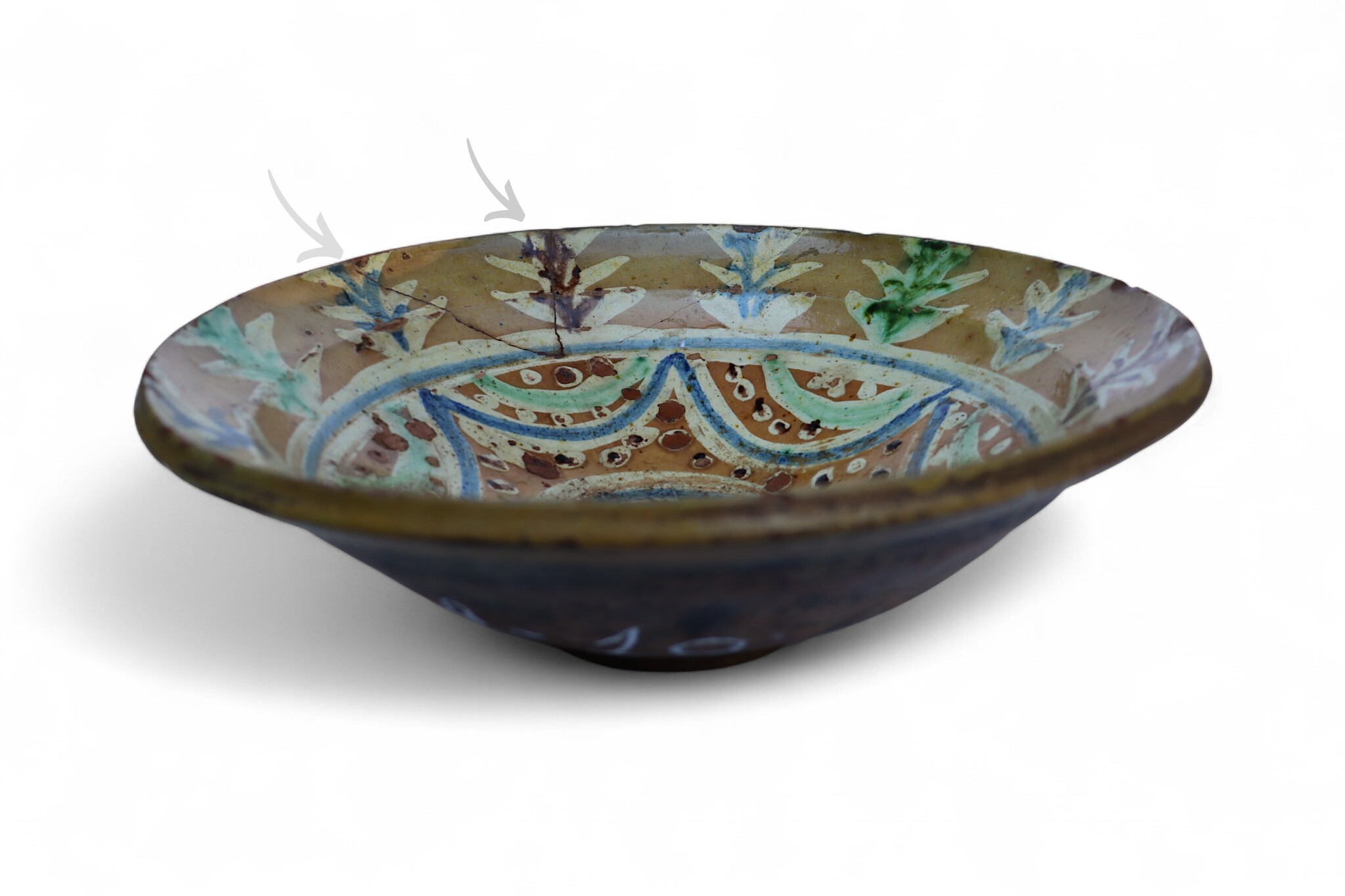 Antique handmade Clay Bowls pottery bowl plate from Swat valley Pakistan south Afghanistan (damage)No:25A- 10