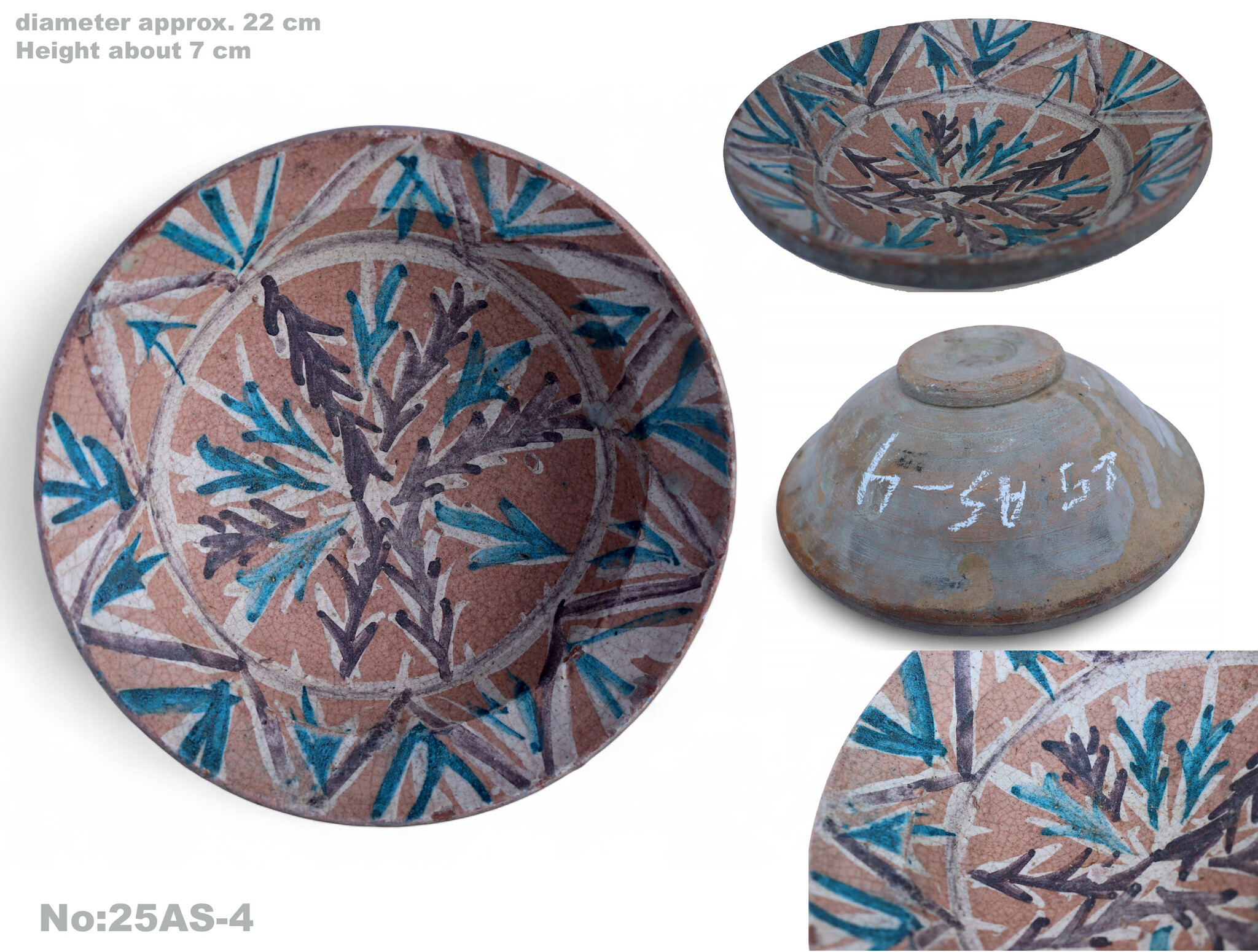 antik handgefertigt Keramik Teller aus Swat-Tal Pakistan und Südafghanistan 25AS