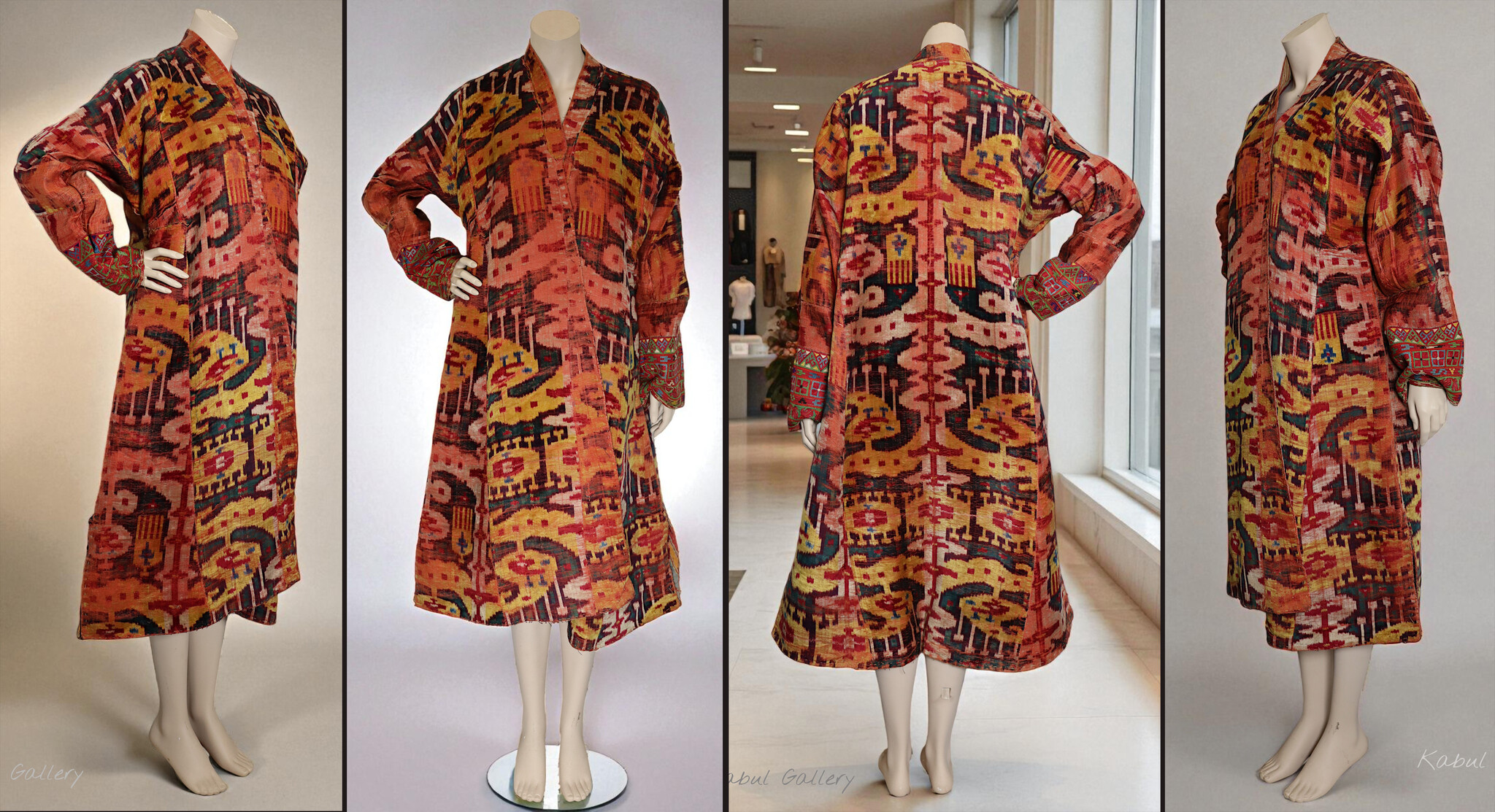 antiker bestickter Samt-Ikat-Chapan, Usbekistan, Mantel, Chyrpy-Robe Mantel khalat afghan uzbek kleid  Bokhara samt Chapan  bachmal