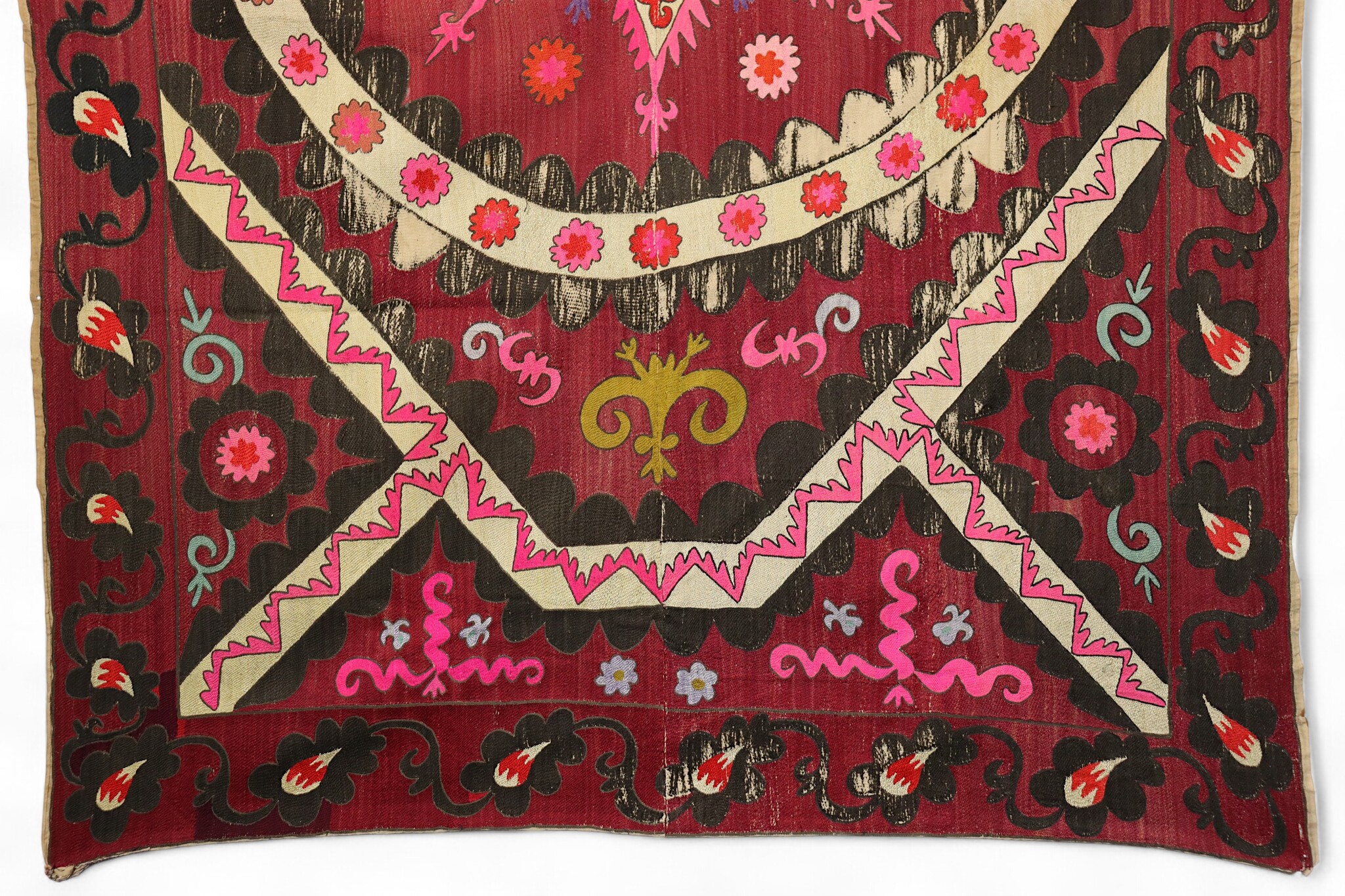 220x135 cm Hand Embroidered suzani from Uzbekistan.Tablecloth, Wall hanging, Bedspread,Bedcover No.eb25/1