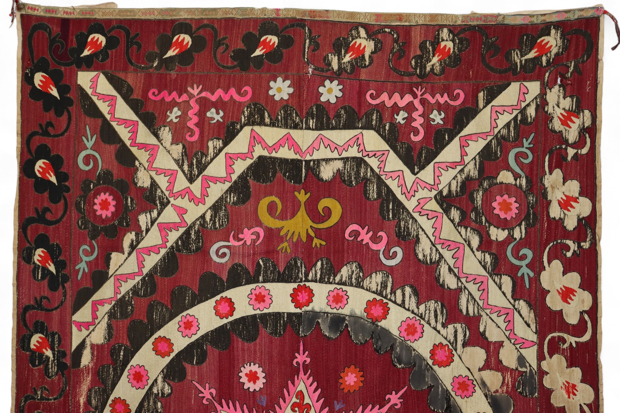 220x135 cm Hand Embroidered suzani from Uzbekistan.Tablecloth, Wall hanging, Bedspread,Bedcover No.eb25/1