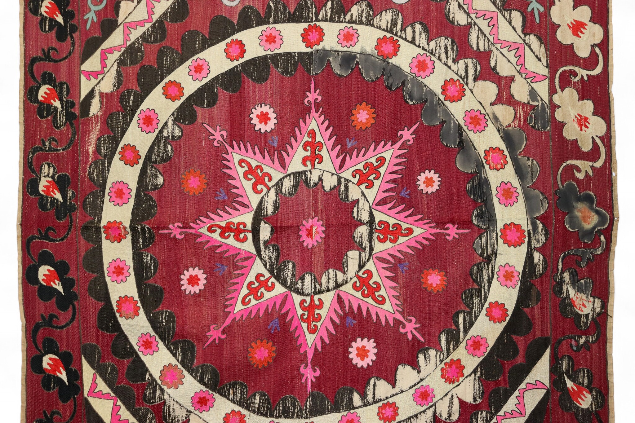 220x135 cm Hand Embroidered suzani from Uzbekistan.Tablecloth, Wall hanging, Bedspread,Bedcover No.eb25/1