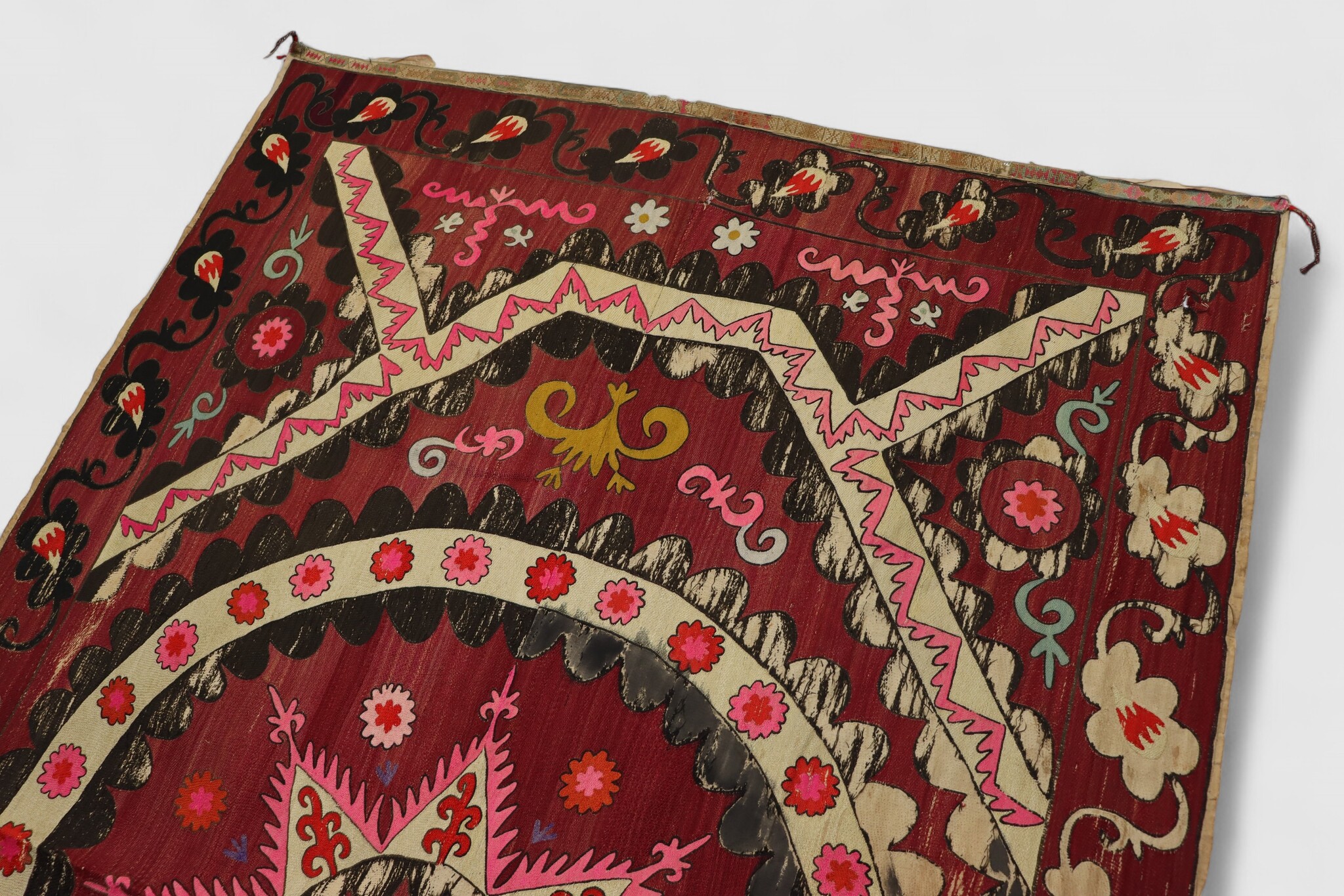 220x135 cm Hand Embroidered suzani from Uzbekistan.Tablecloth, Wall hanging, Bedspread,Bedcover No.eb25/1