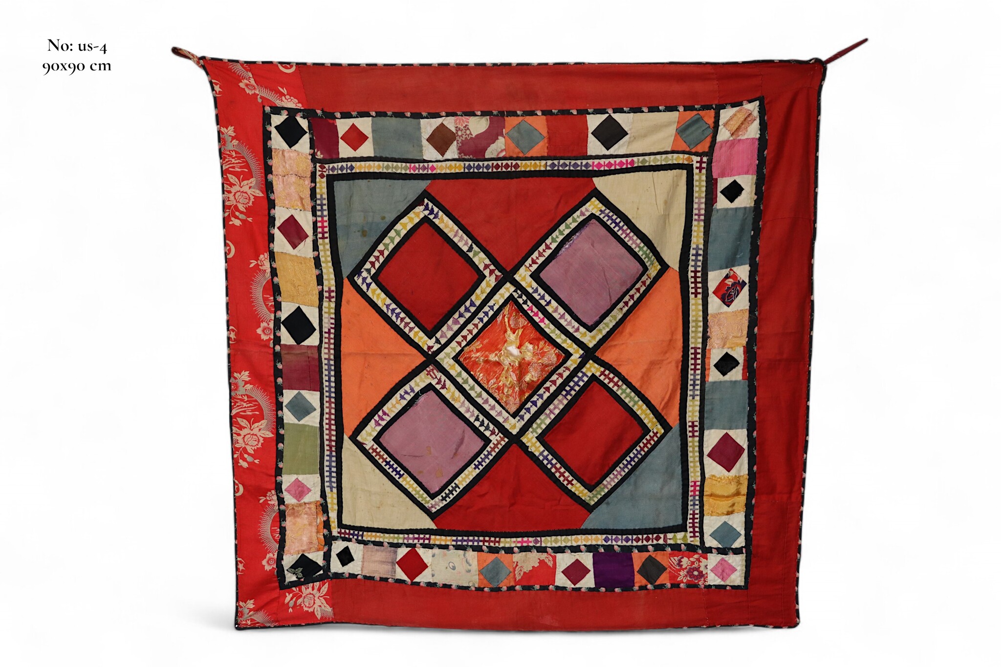 Antique Uzbek tribal silk Hand Sewn Embroidered Lakai Patchwork No: US - 4