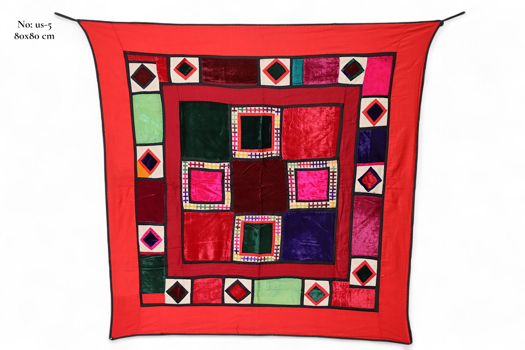 Antik Reich bestickte Lakai Stickerei Patchwork Wandbehang   Nr: US-5