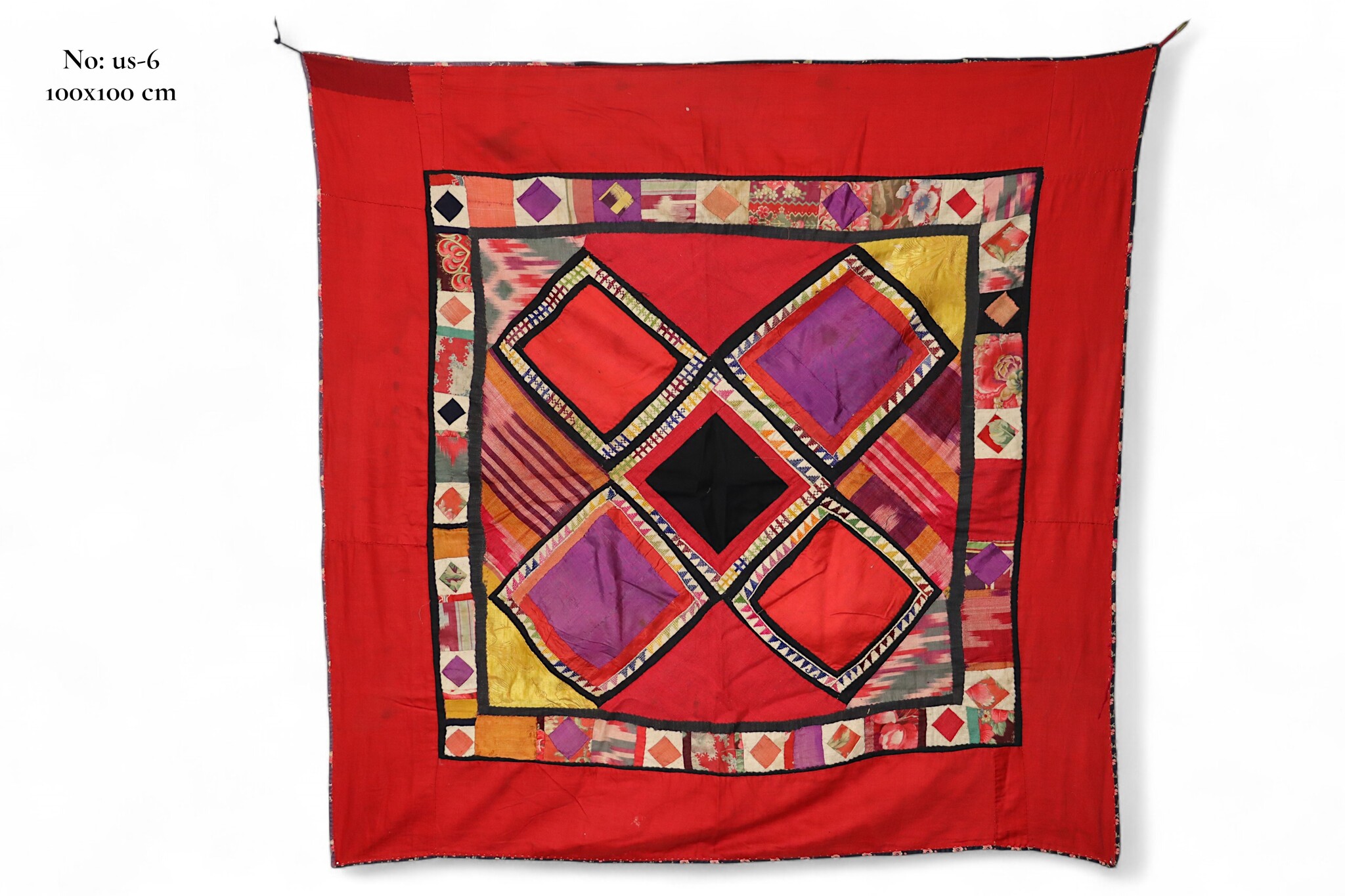 Antique Uzbek tribal silk Hand Sewn Embroidered Lakai Patchwork No: US - 6