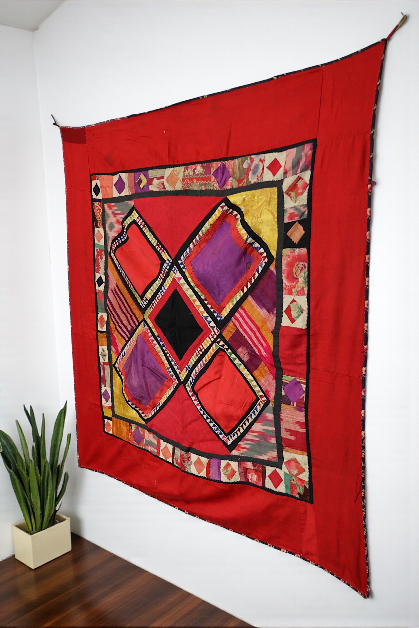 Antique Uzbek tribal silk Hand Sewn Embroidered Lakai Patchwork No: US - 6