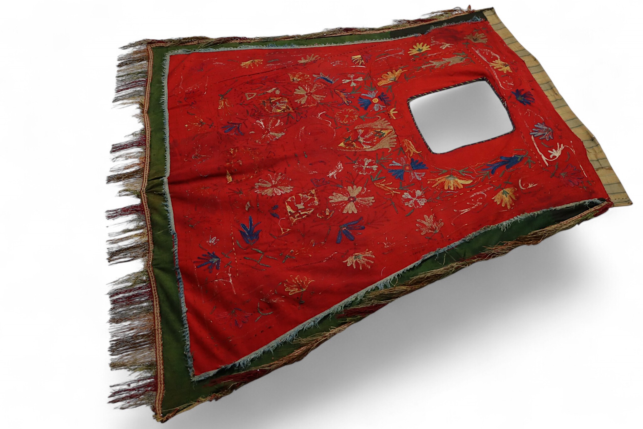 Antique Islamic tribal silk Embroidered Bukhara suzani Horse Blanket Cover Uzbek Lakai Central Asian Saddle Cover third quarter of 19th c.