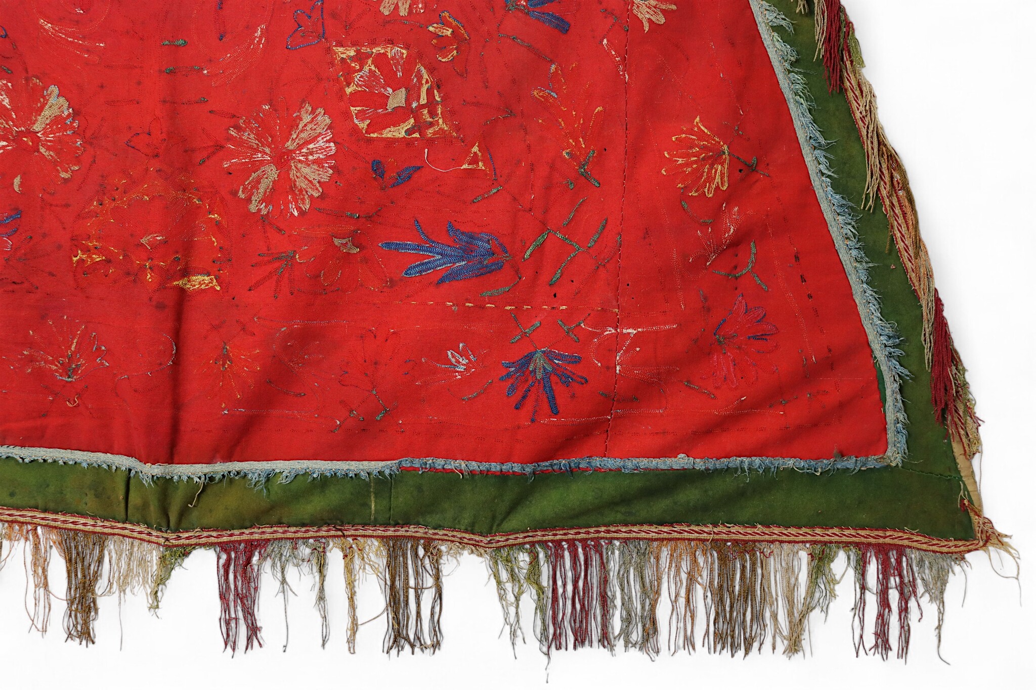 Antique Islamic tribal silk Embroidered Bukhara suzani Horse Blanket Cover Uzbek Lakai Central Asian Saddle Cover third quarter of 19th c.