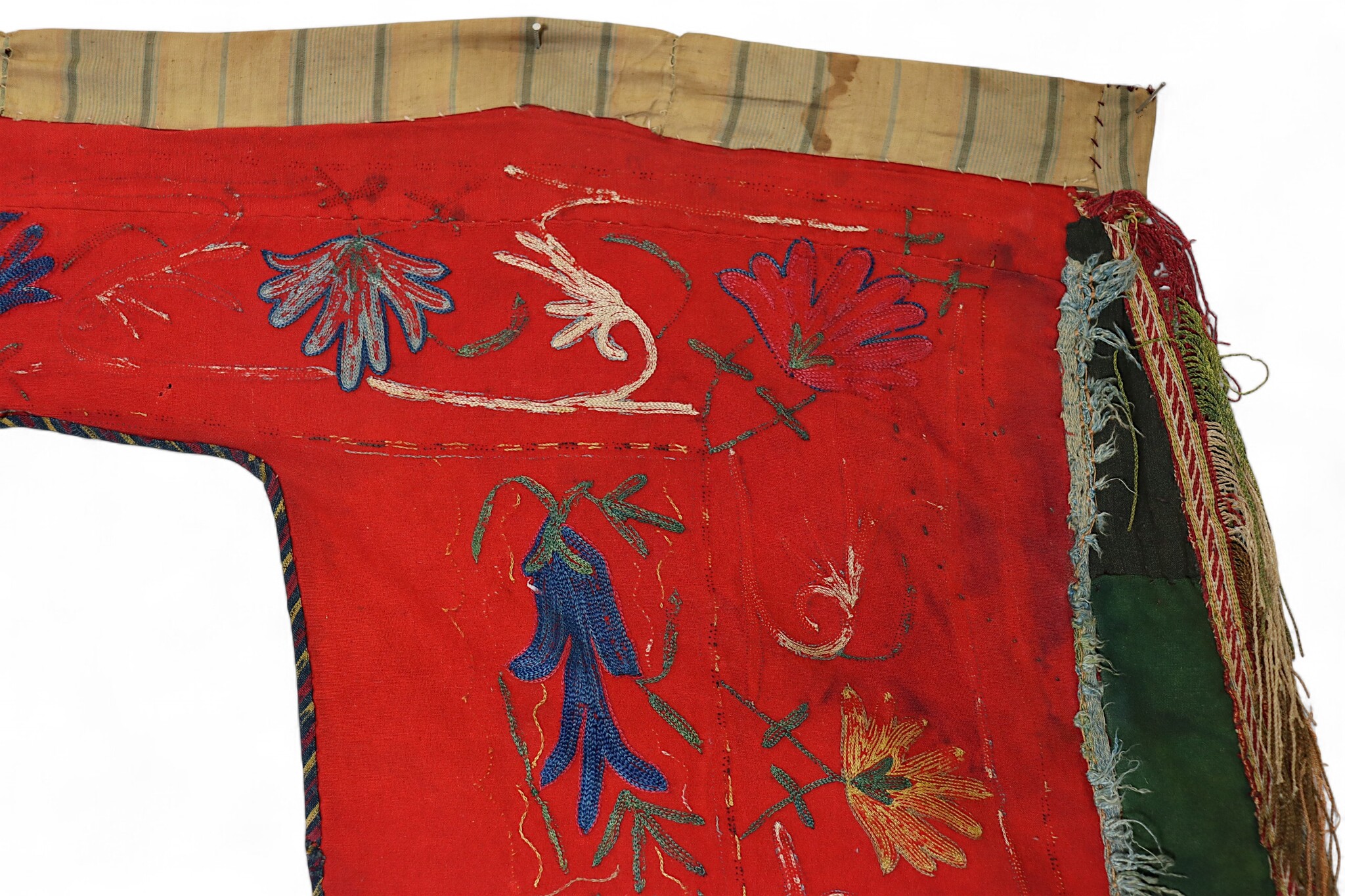 Antique Islamic tribal silk Embroidered Bukhara suzani Horse Blanket Cover Uzbek Lakai Central Asian Saddle Cover third quarter of 19th c.