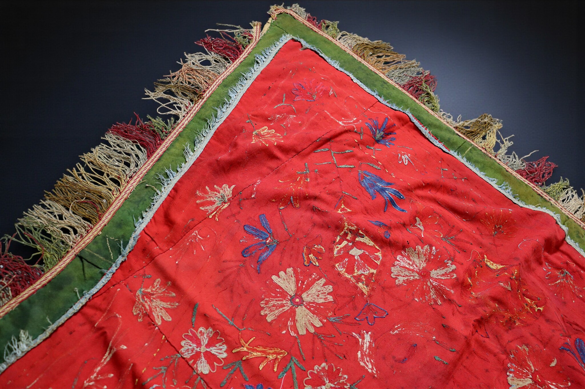 Antique Islamic tribal silk Embroidered Bukhara suzani Horse Blanket Cover Uzbek Lakai Central Asian Saddle Cover third quarter of 19th c.