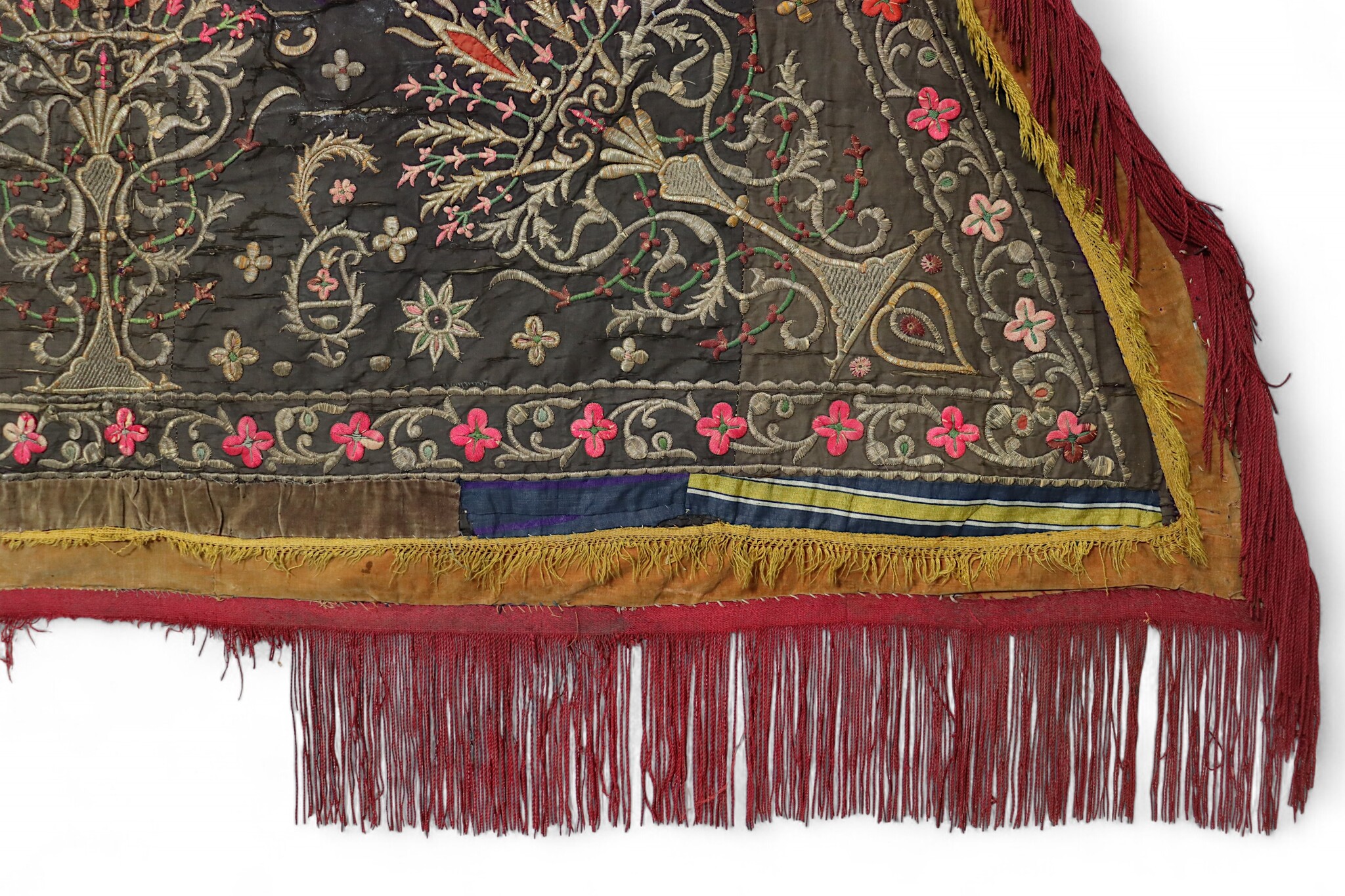 Antique  metal-thread embroidered applique velvet Saddle-Cloth ( shabrack ) from a Royal Bokhara workshop Uzbekistan C18th