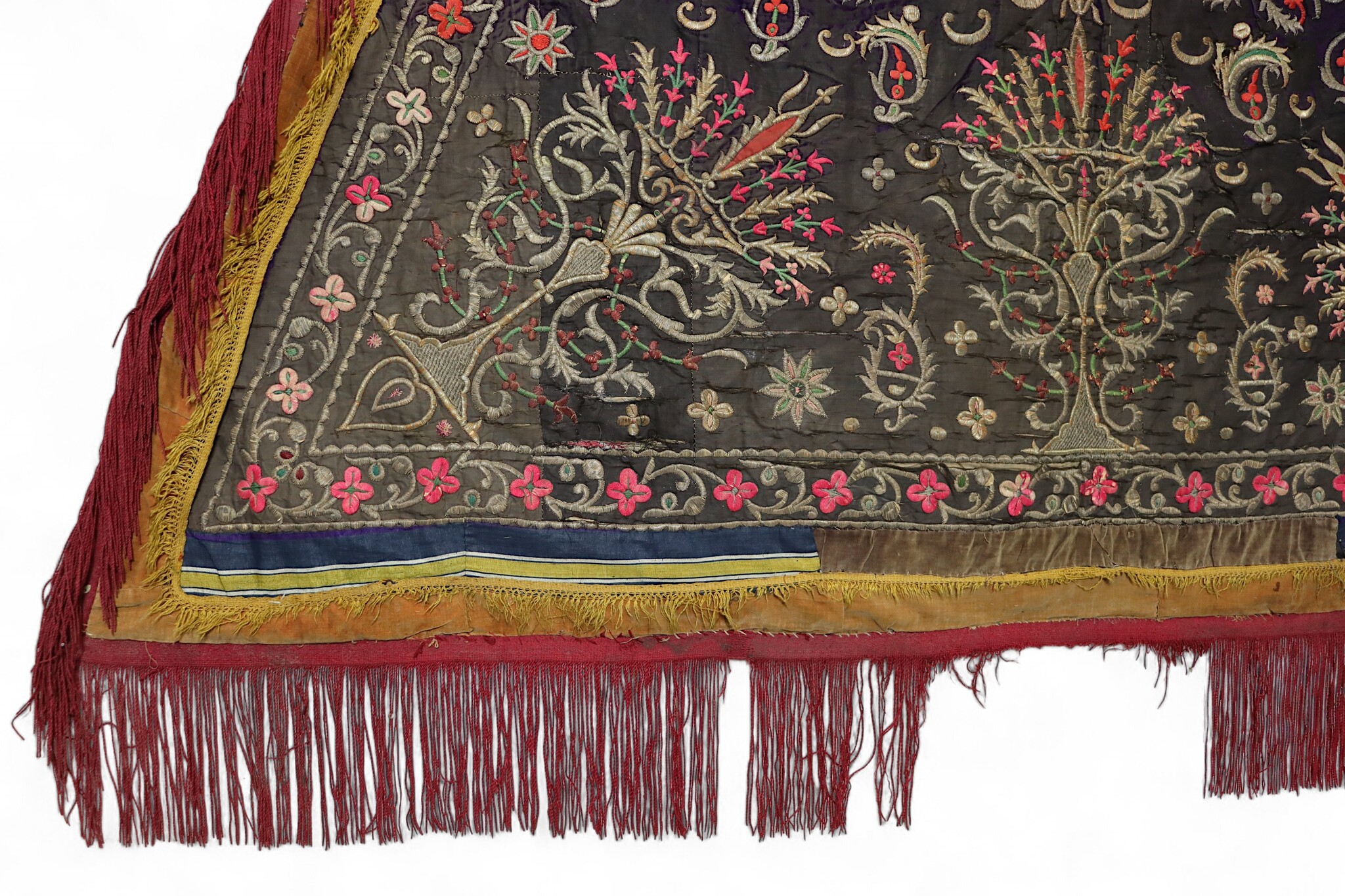 Antique  metal-thread embroidered applique velvet Saddle-Cloth ( shabrack ) from a Royal Bokhara workshop Uzbekistan C18th
