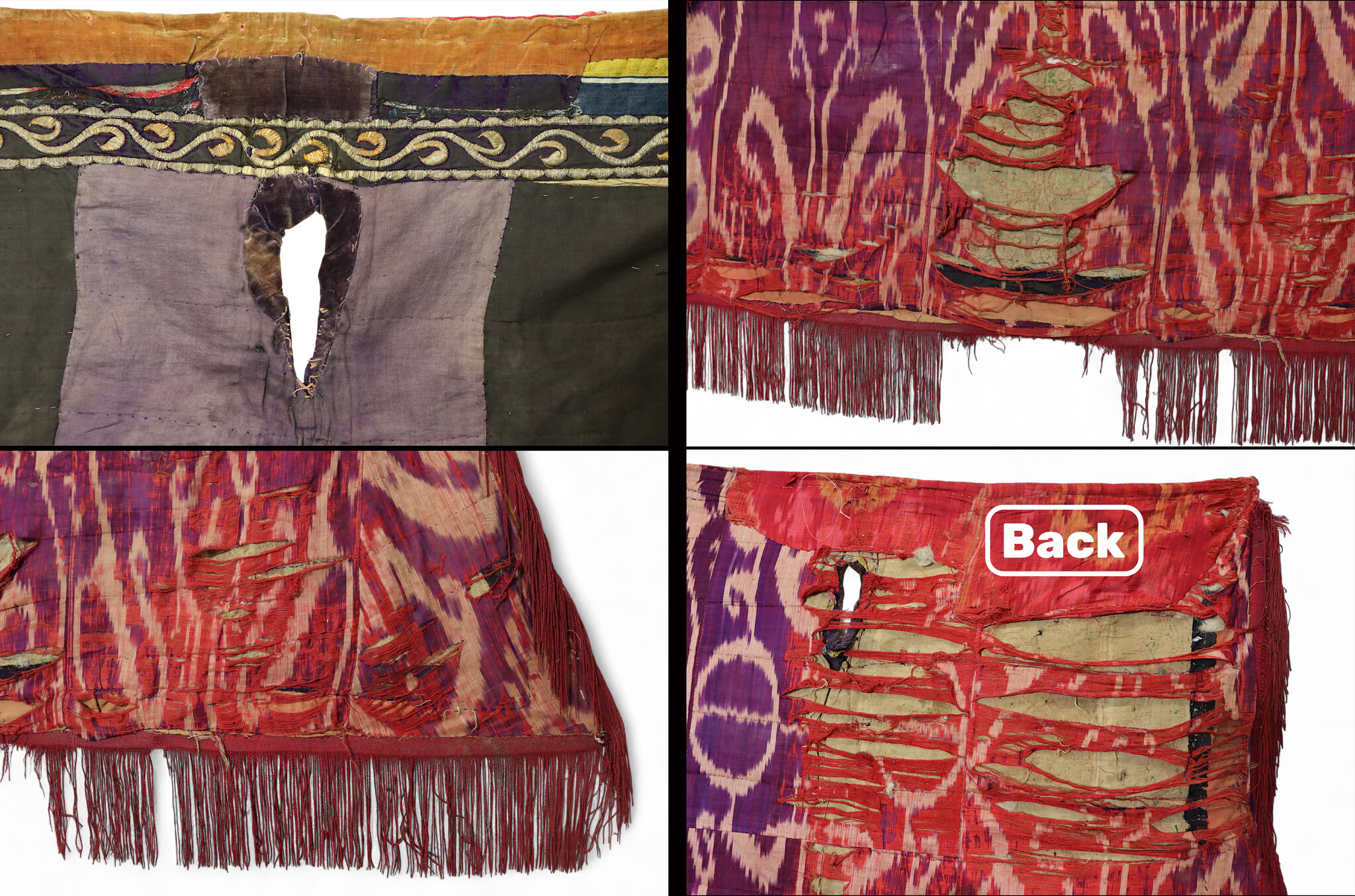 Antique  metal-thread embroidered applique velvet Saddle-Cloth ( shabrack ) from a Royal Bokhara workshop Uzbekistan C18th