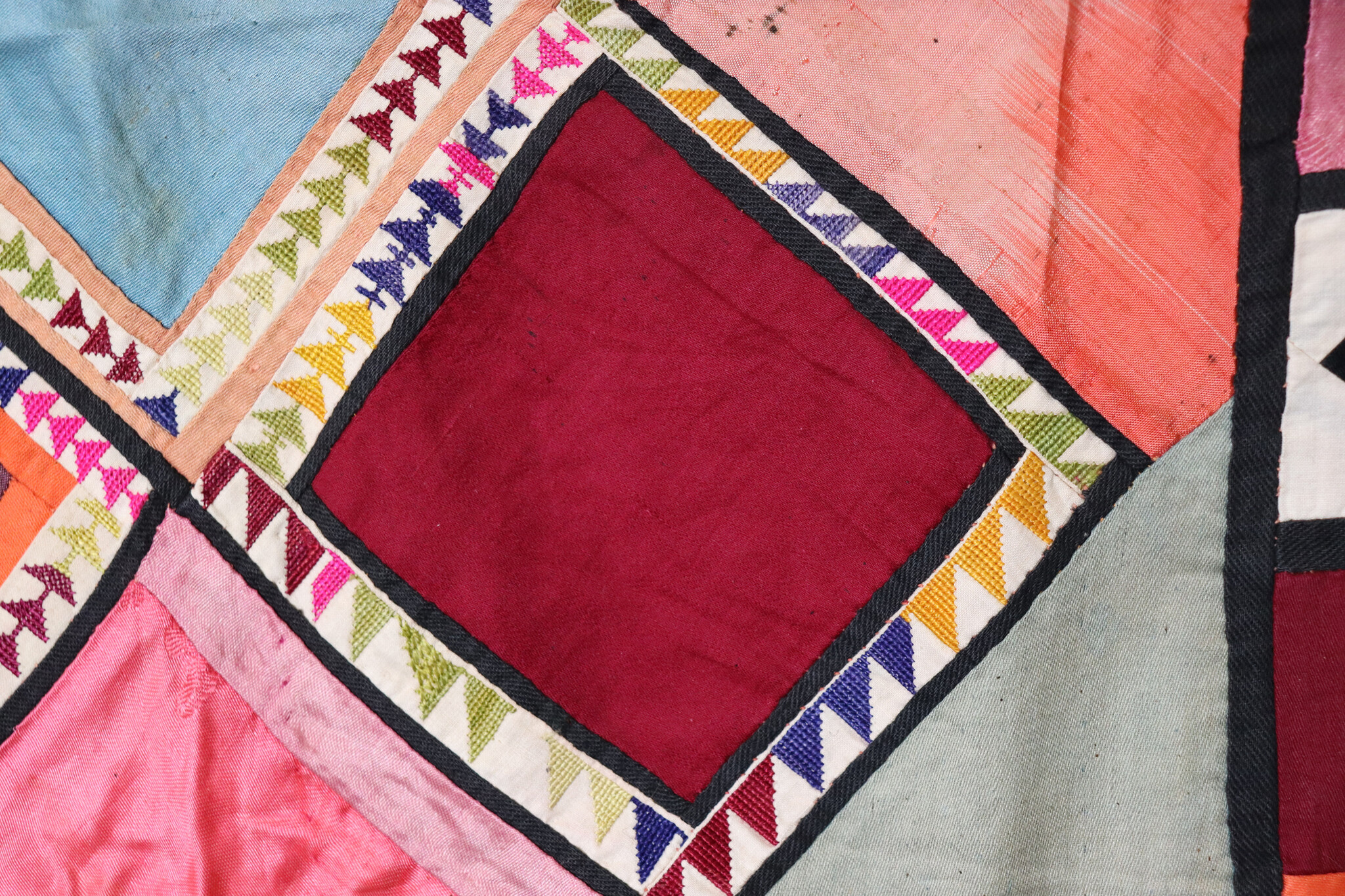 Antique Uzbek tribal silk Hand Sewn Embroidered Lakai Patchwork No: US - 1